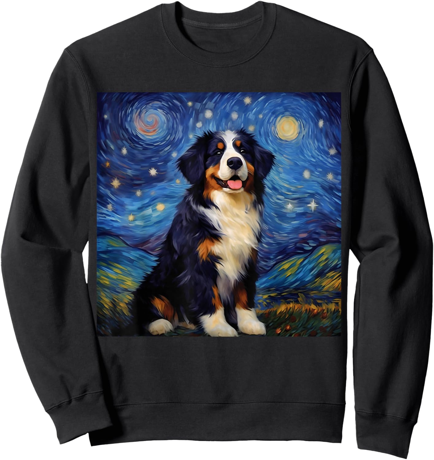 Surreal Starry Night Bernese Mountain Dog Sweatshirt - Sweatshirt | Black