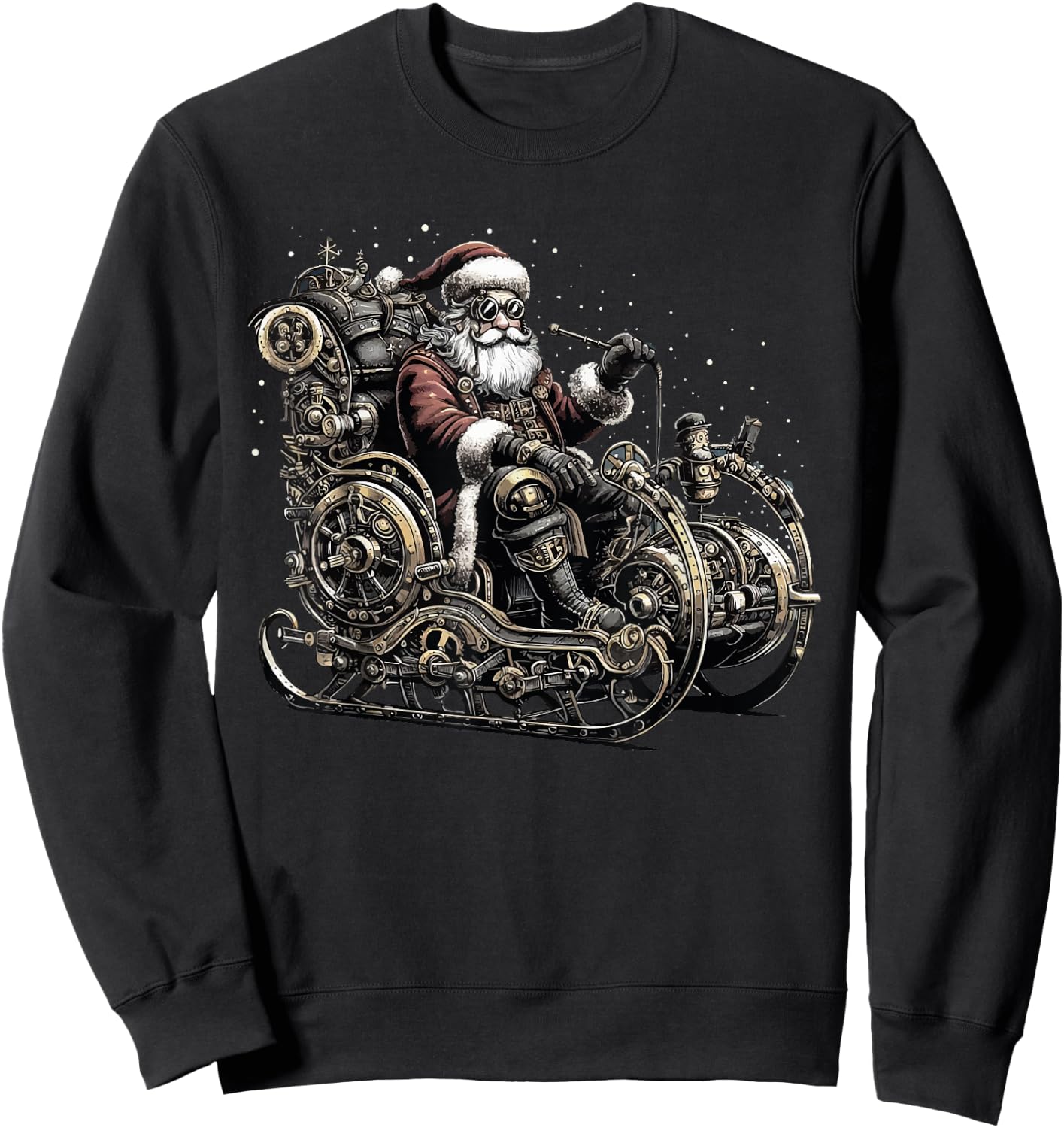Retro Steampunk Santa Snowman Christmas Fantasy Sci-fi Sweatshirt - Sweatshirt | Black