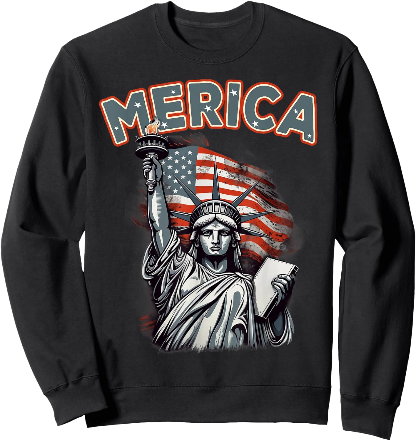 USA American Flag Patriotic 4th of July Sweatshirt - Sweatshirt | Black
