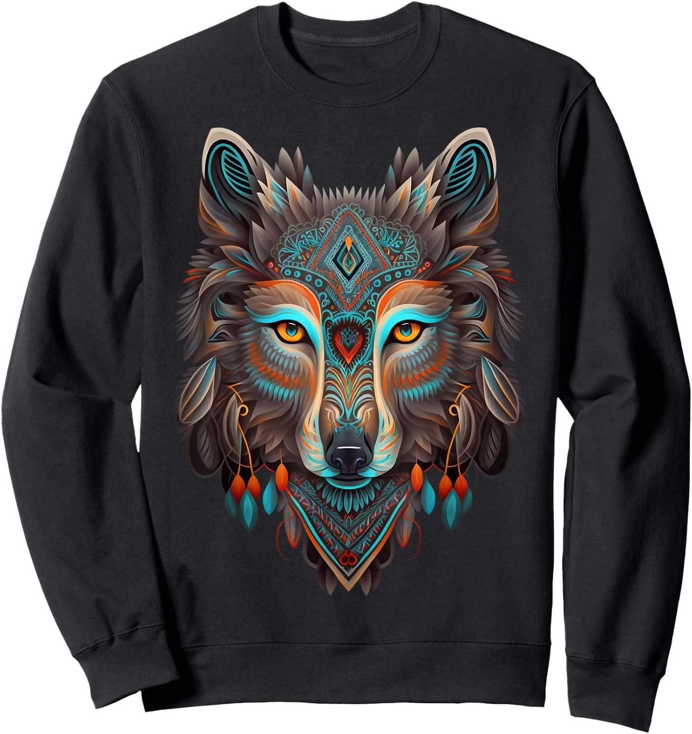 Azteca Wolf Traditional Mexican Art Ancient Aztec Mexico Sweatshirt - Sweatshirt | Black