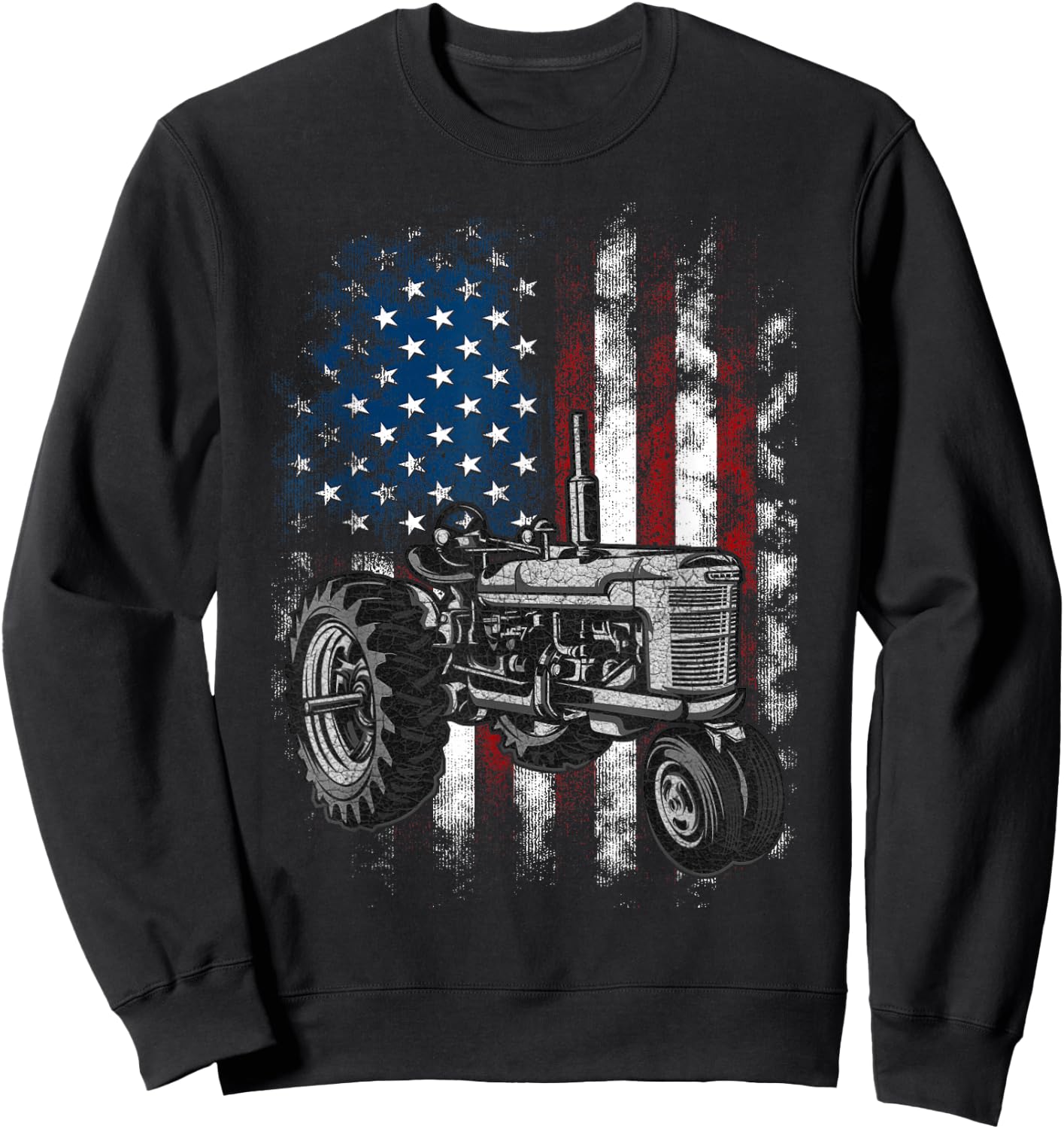 Patriotic Tractor American Flag Tractor Farm USA Farming Sweatshirt - Sweatshirt | Black