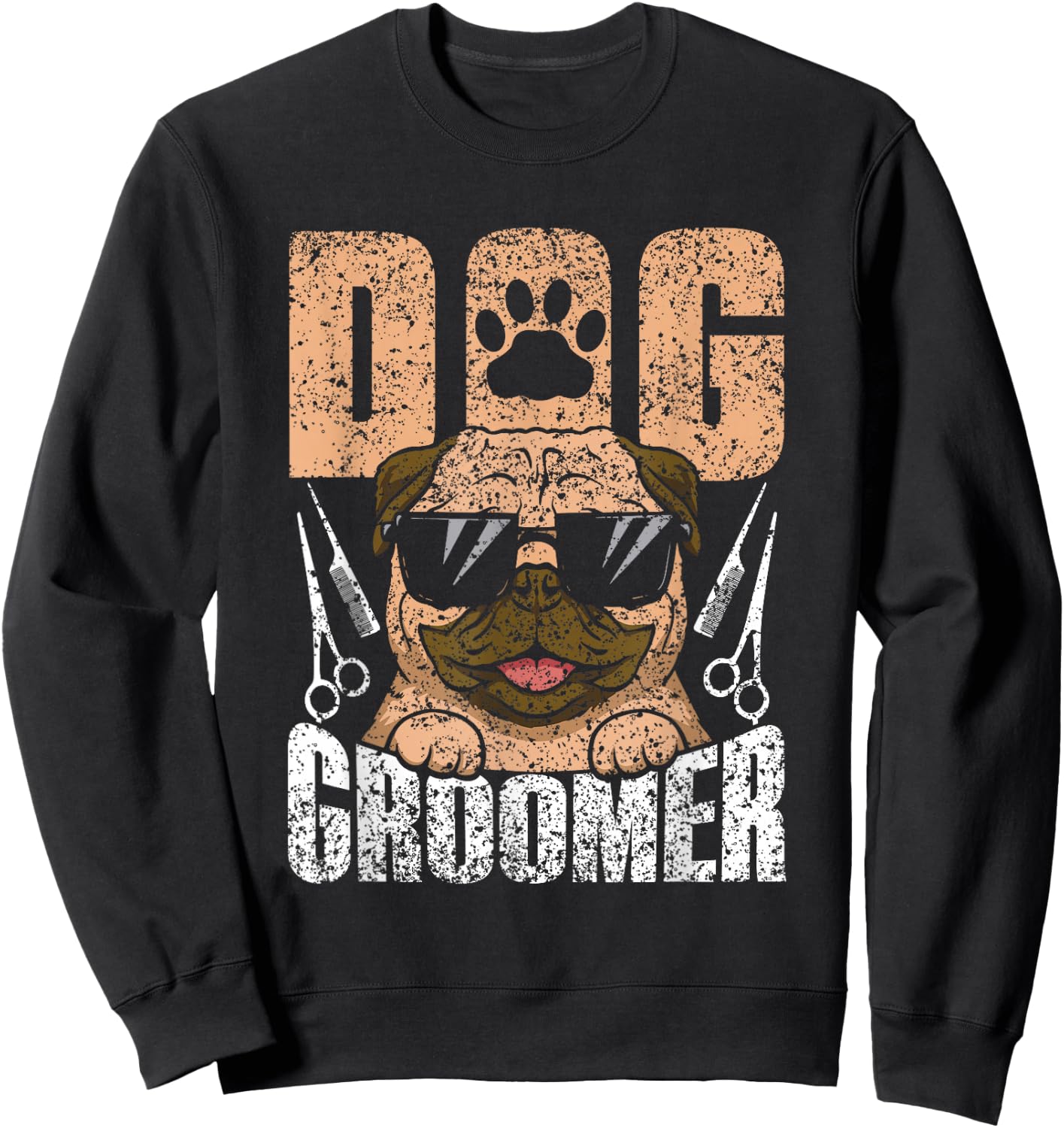 Grooming Job Puppy Dog Groomer Black Dog Print , -Adults, Small, Short Sleeve Sweatshirt - Sweatshirt | Black
