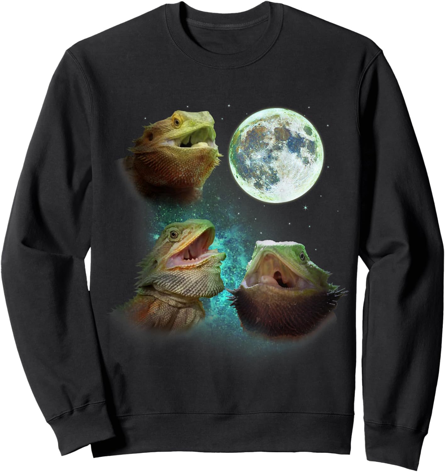 Three Bearded Dragons Howl At Moon 3 Wolfs - Wolves Parody Sweatshirt - Sweatshirt | Black