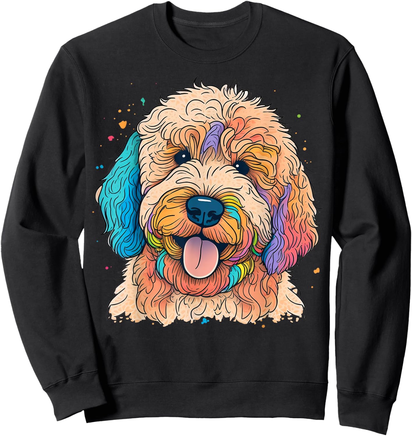 Cute Goldendoodle Dog on Golden Doodle Lover Men Women Kids Sweatshirt - Sweatshirt | Black