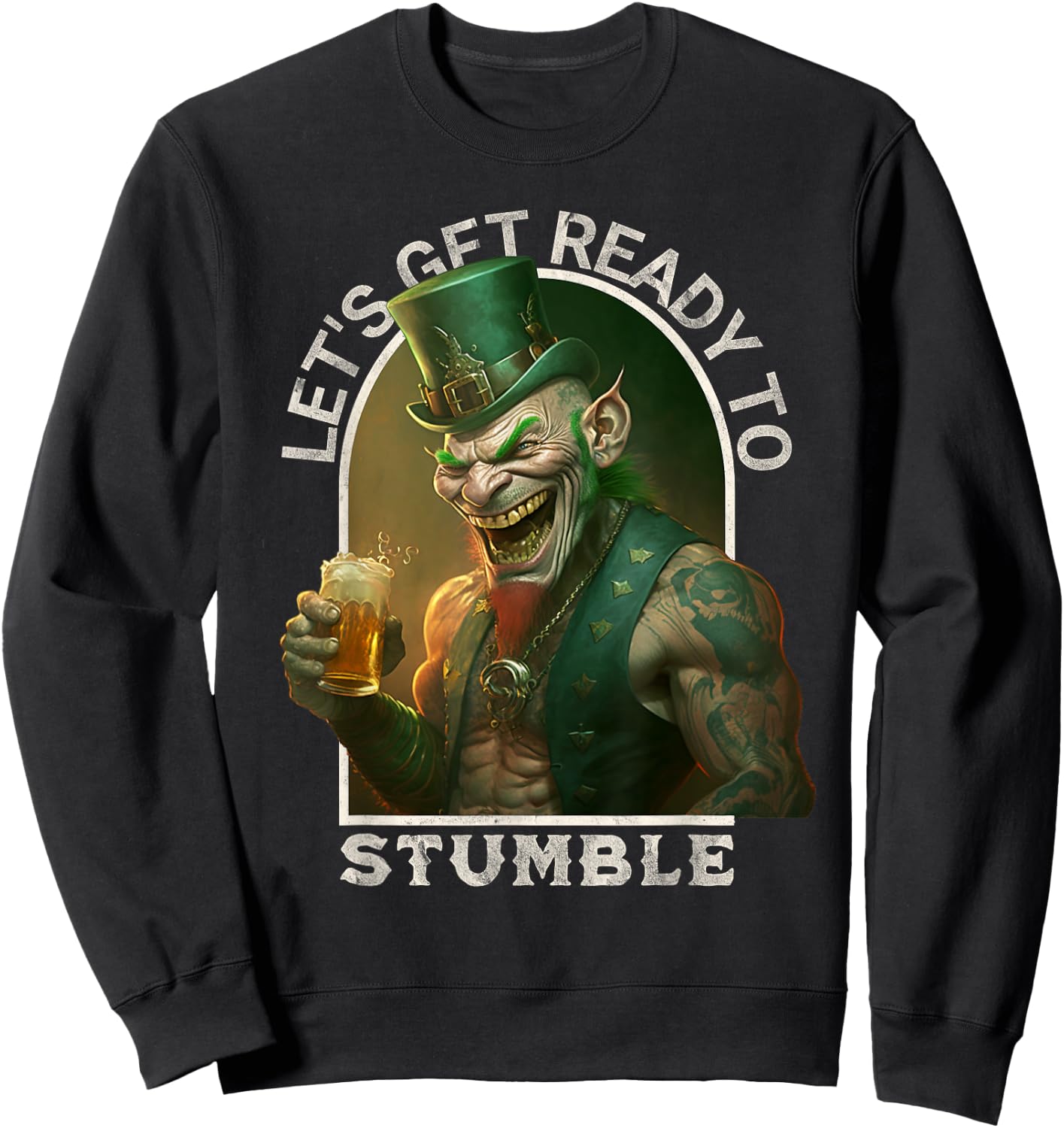 Funny Paddy's Day Design, Evil Leprechaun, St. Patrick's Day Sweatshirt - Sweatshirt | Black