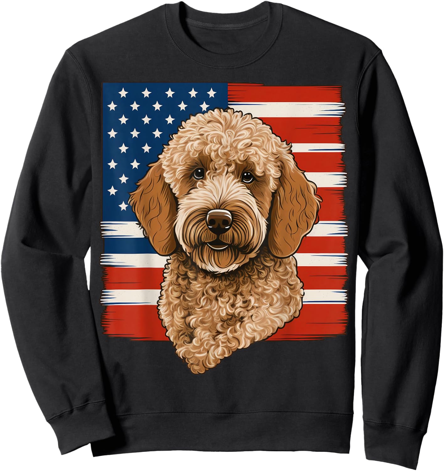 4th Of July Goldendoodle on Patriotic American Golden Doodle Kids Men Sweatshirt - Sweatshirt | Black
