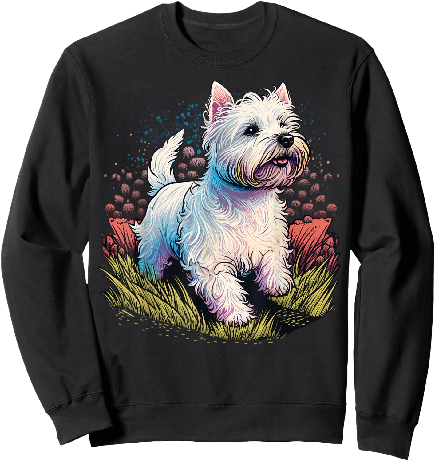 Cute West Highland White Terrier Dog on Westie Lover Sweatshirt - Sweatshirt | Black