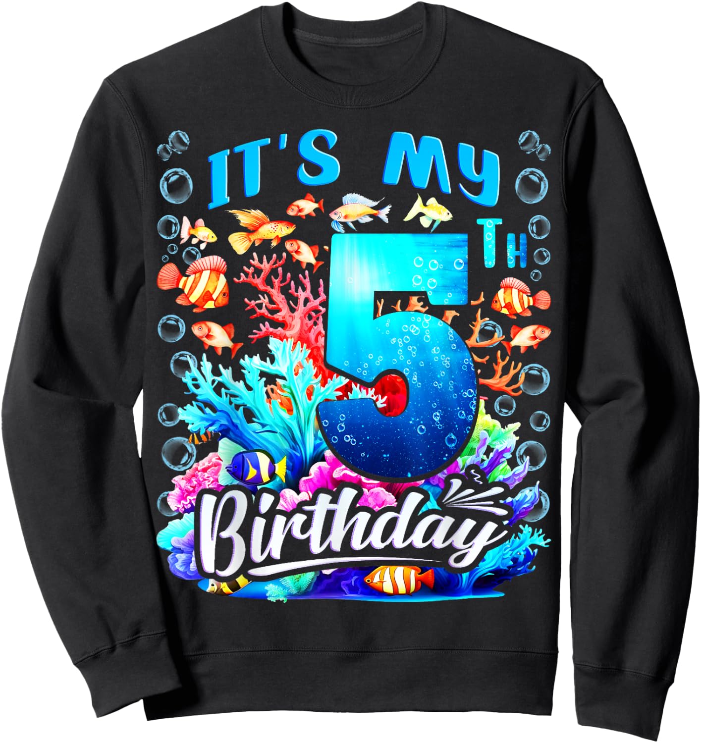 It's My 5th Birthday Boy Sea Fish Ocean Animals Aquarium Sweatshirt - Sweatshirt | Black