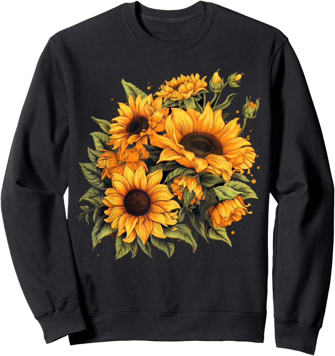 Yellow Sunflowers Cute summer flowers Floral Positivity Sweatshirt - Sweatshirt | Black