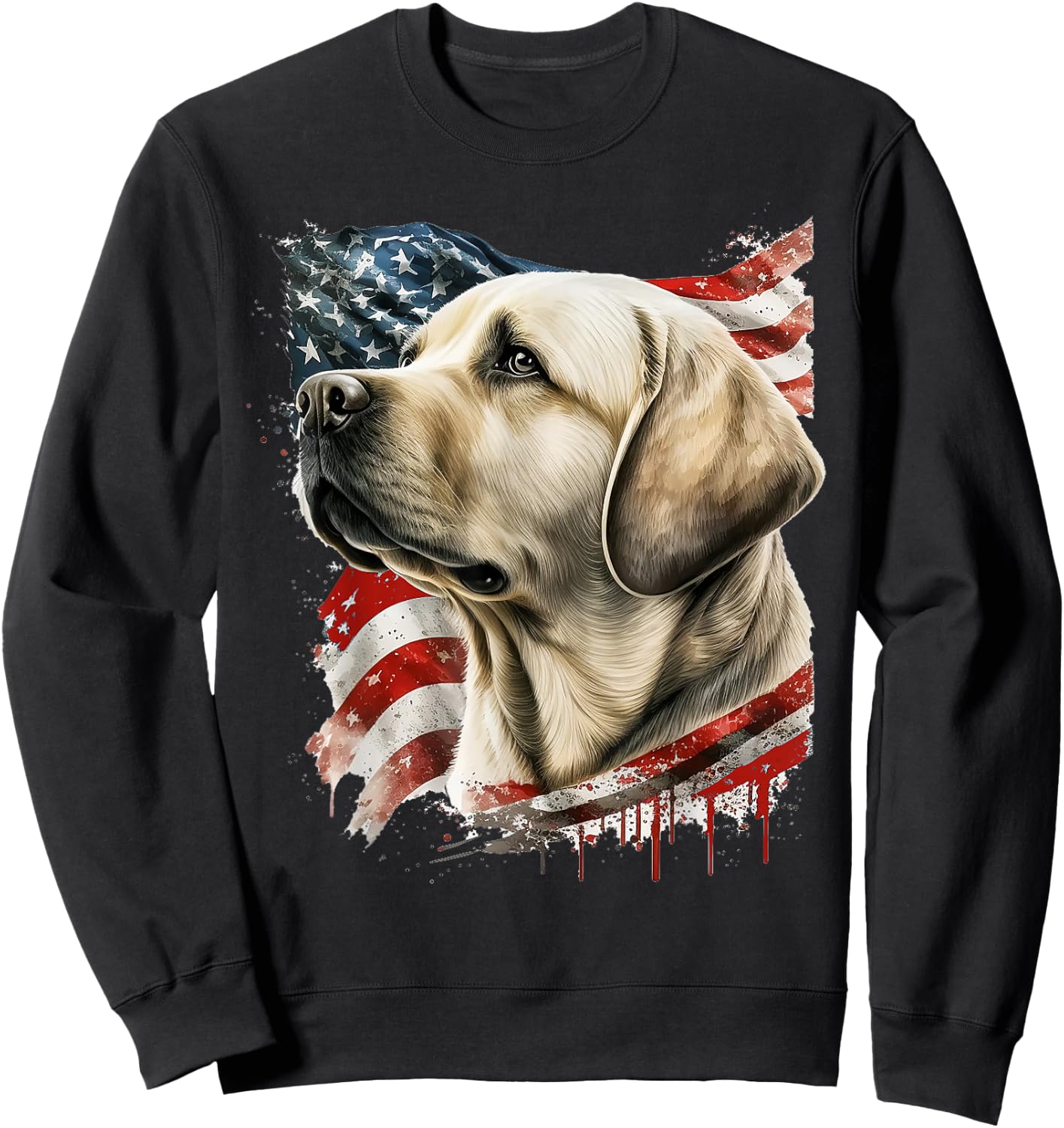 Yellow Lab with The American Flag Sweatshirt - Sweatshirt | Black