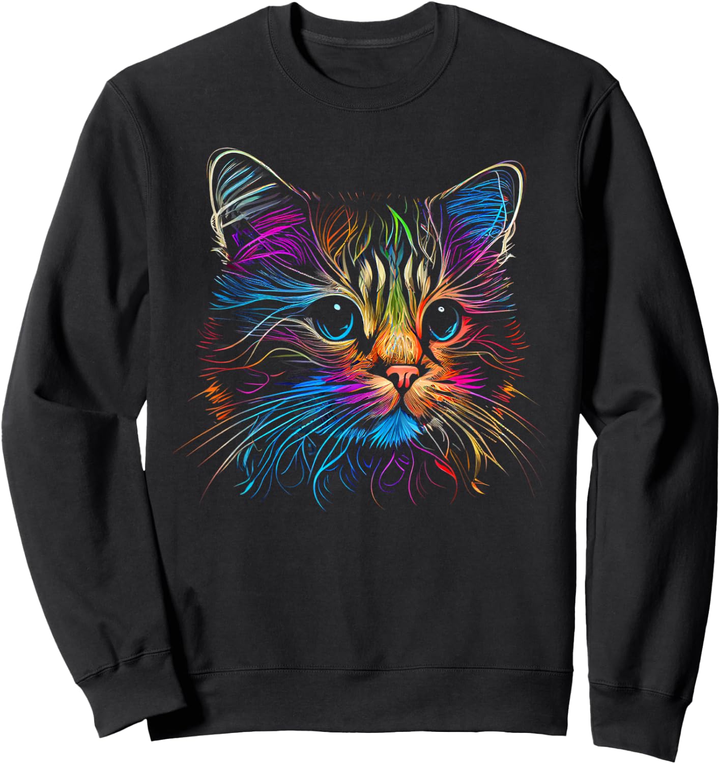 Cats Colorful Cat Cat's Head Catlovers Sweatshirt - Sweatshirt | Black
