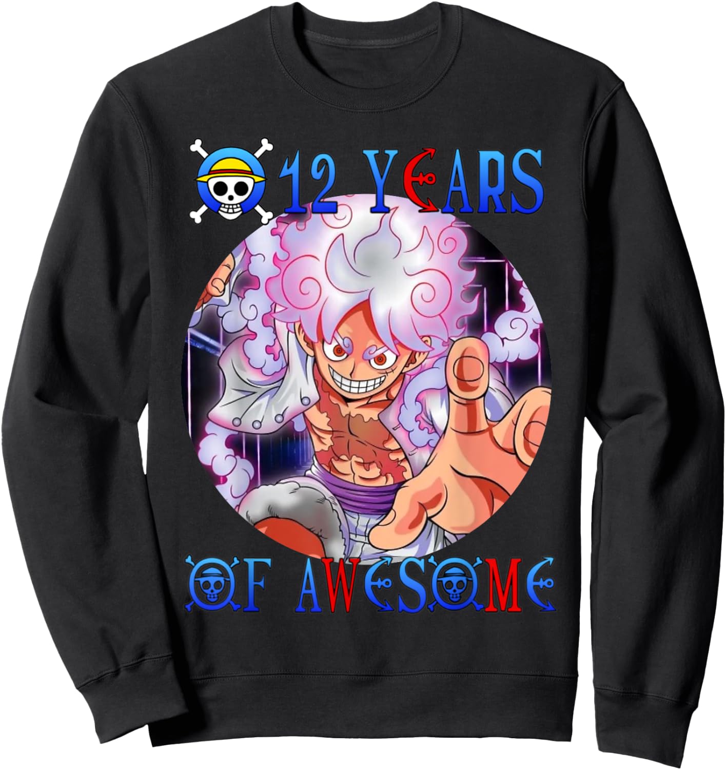 12 Years Of Awesome 12th Birthday Anime Birthday Theme Sweatshirt - Sweatshirt | Black