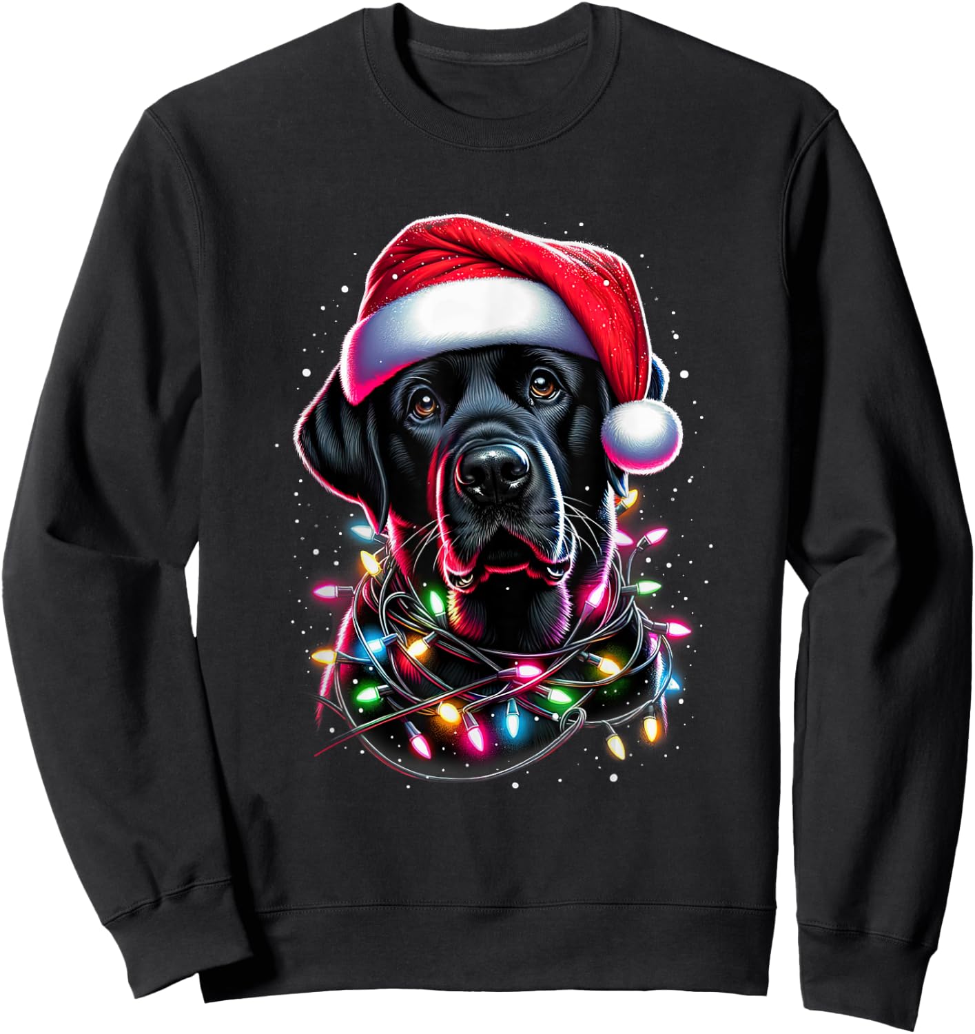 Black Lab Labrador Christmas Tree Light Pajama Dog Xmas Sweatshirt - Sweatshirt | Black