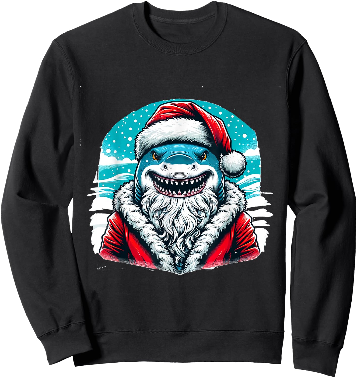 Santa Jaws Festive Shark Sweatshirt - Sweatshirt | Black