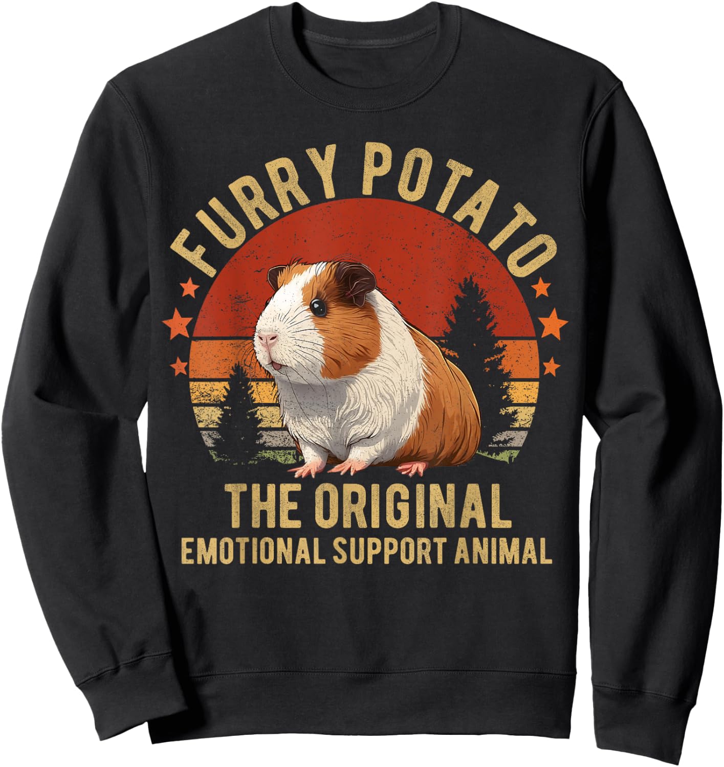 Retro Guinea Pig Shirt Furry Potato Vintage Guinea Pig Funny Sweatshirt - Sweatshirt | Black