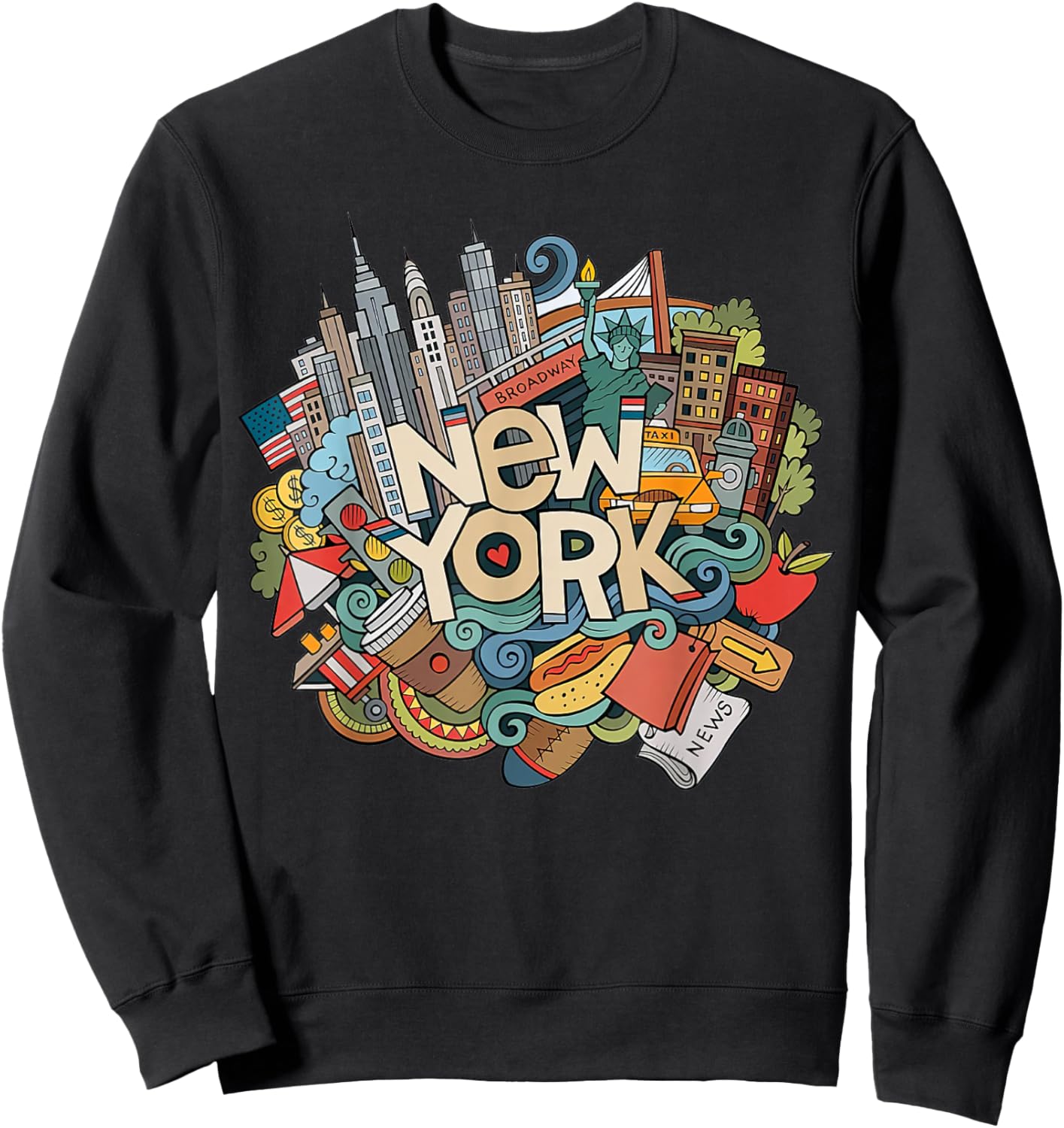 New York City NYC Iconic Skyline Big Apple Gift Souvenir Sweatshirt - Sweatshirt | Black