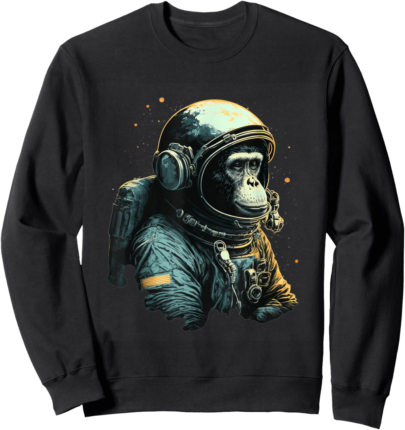 Chimpanzee Space Astronaut Travel Monkey Vintage Design Sweatshirt - Sweatshirt | Black