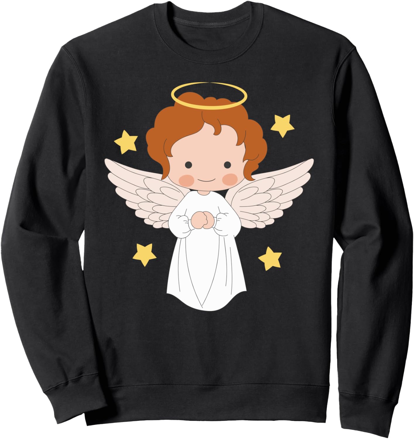 Angel Cosume Cute Angel Print Catholic Angels Sweatshirt - Sweatshirt | Black