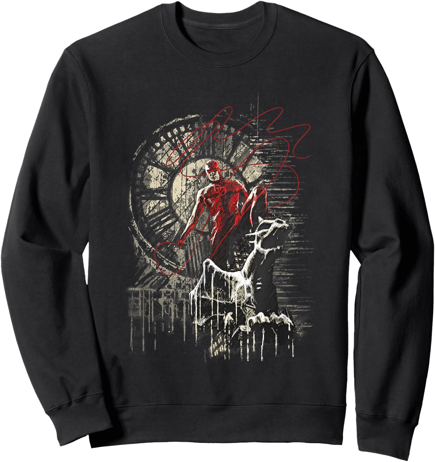 Marvel Comics Retro Classic Daredevil Standing On Gargoyle Sweatshirt - Sweatshirt | Black