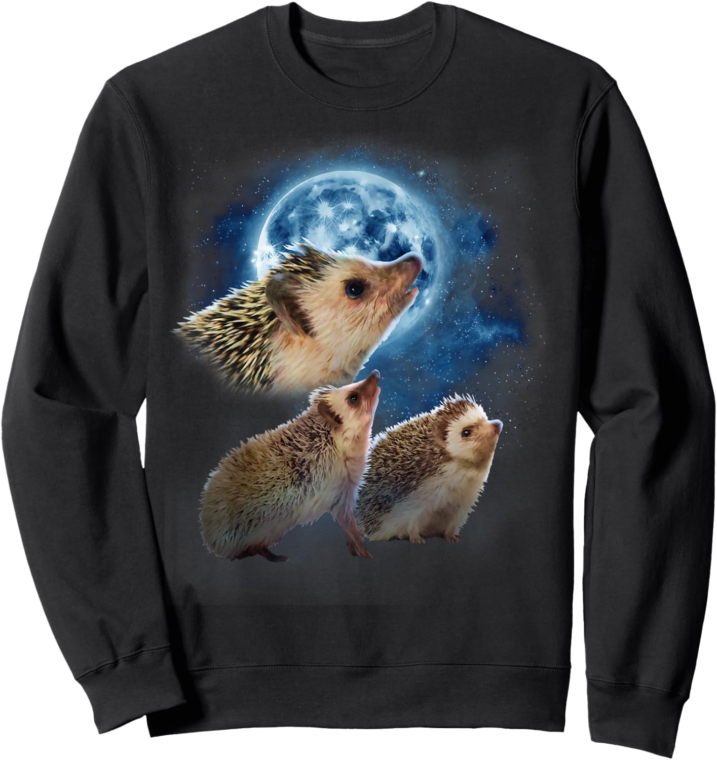 Funny Hedgehog Shirt - Hedgehogs Howling at the Moon Sweatshirt - Sweatshirt | Black