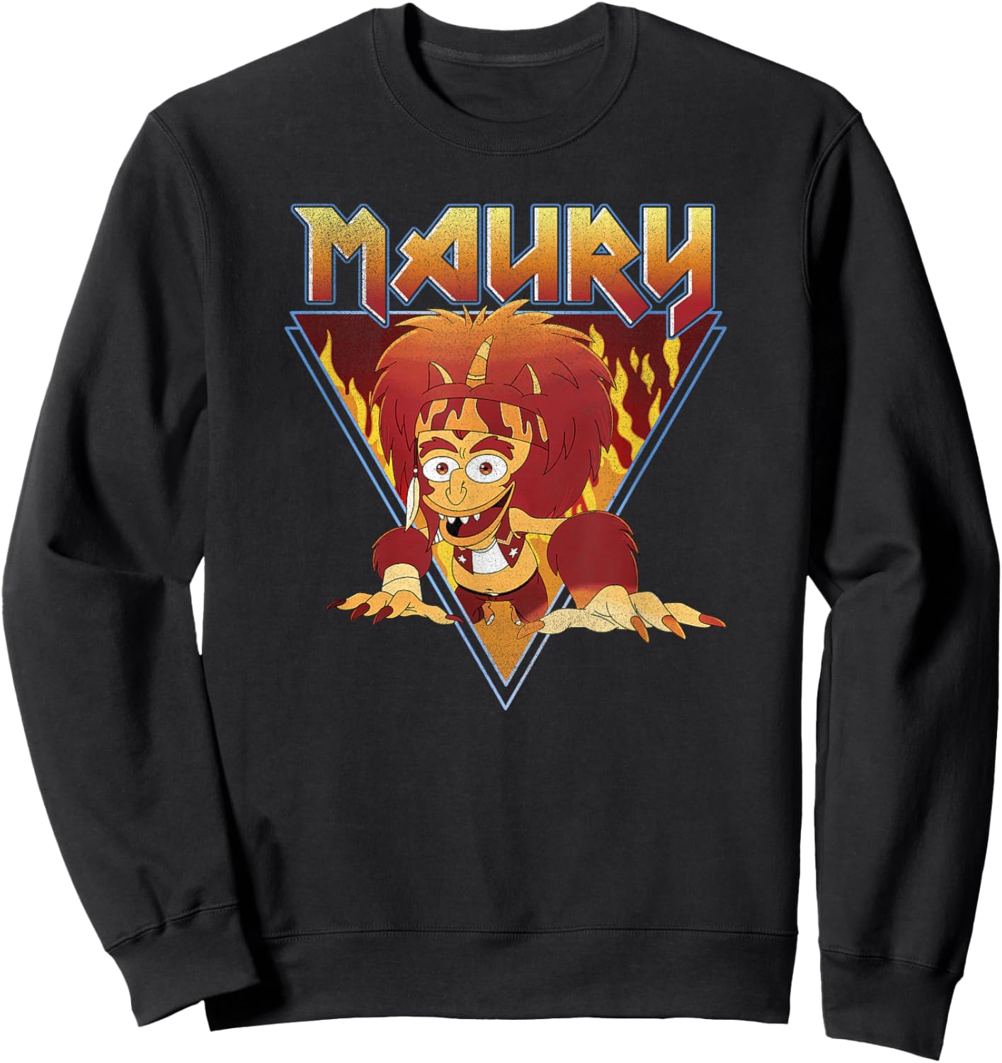Big Mouth Maury Crawling Through The Flames Vintage Poster Sweatshirt - Sweatshirt | Black