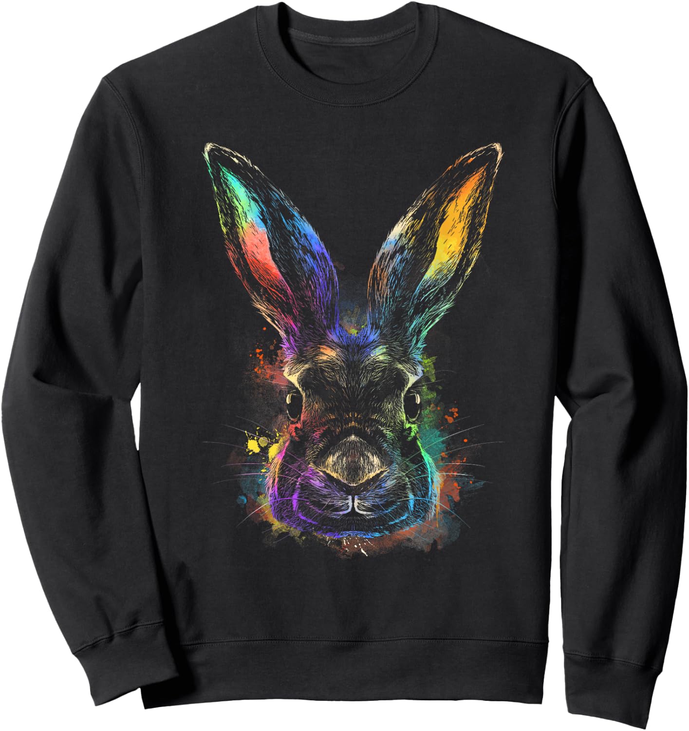 Rainbow Rabbit Abstract Colorful for Bunny Rabbit lovers Sweatshirt - Sweatshirt | Black