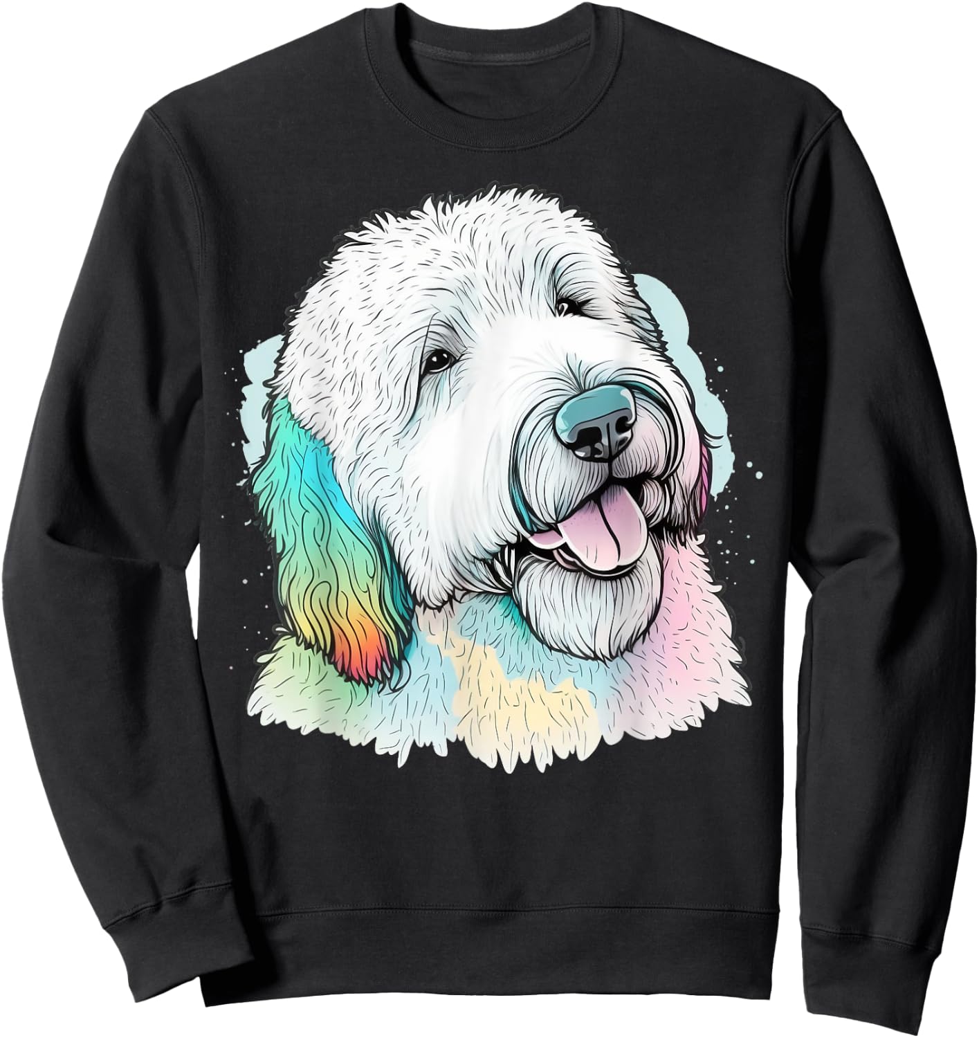 Cute Old English Sheepdog Dog on Bobtail Lover Men Women Kids Sweatshirt - Sweatshirt | Black