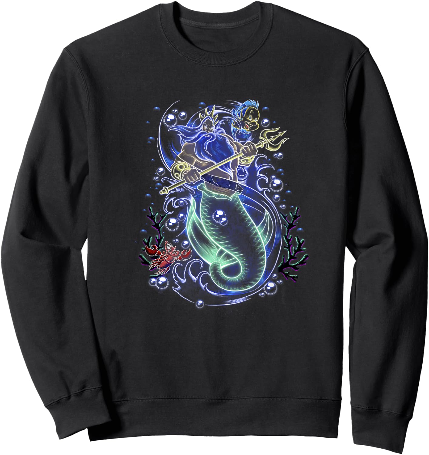 Disney The Little Mermaid King Triton Sea Storm Sweatshirt - Sweatshirt | Black