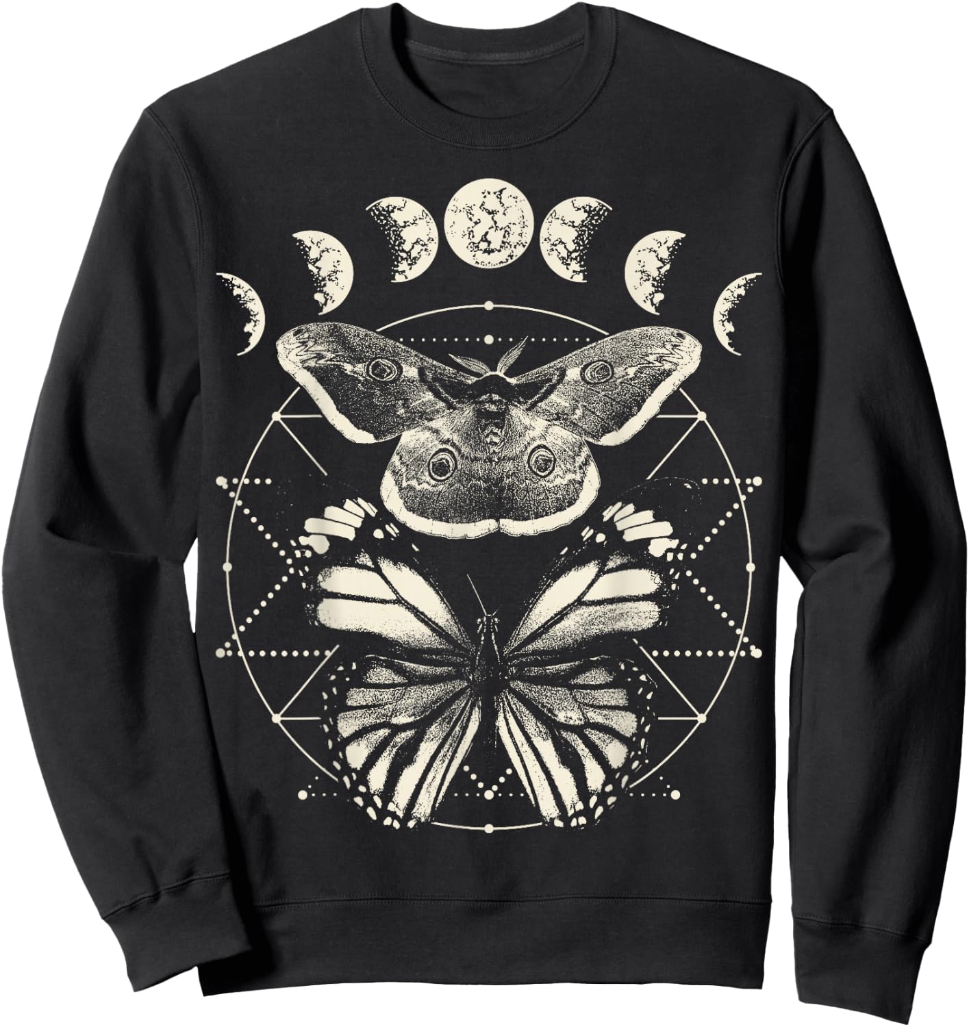 Witchcore Lepidoptera Butterfly Moth Insect Astronomy Lover Sweatshirt - Sweatshirt | Black