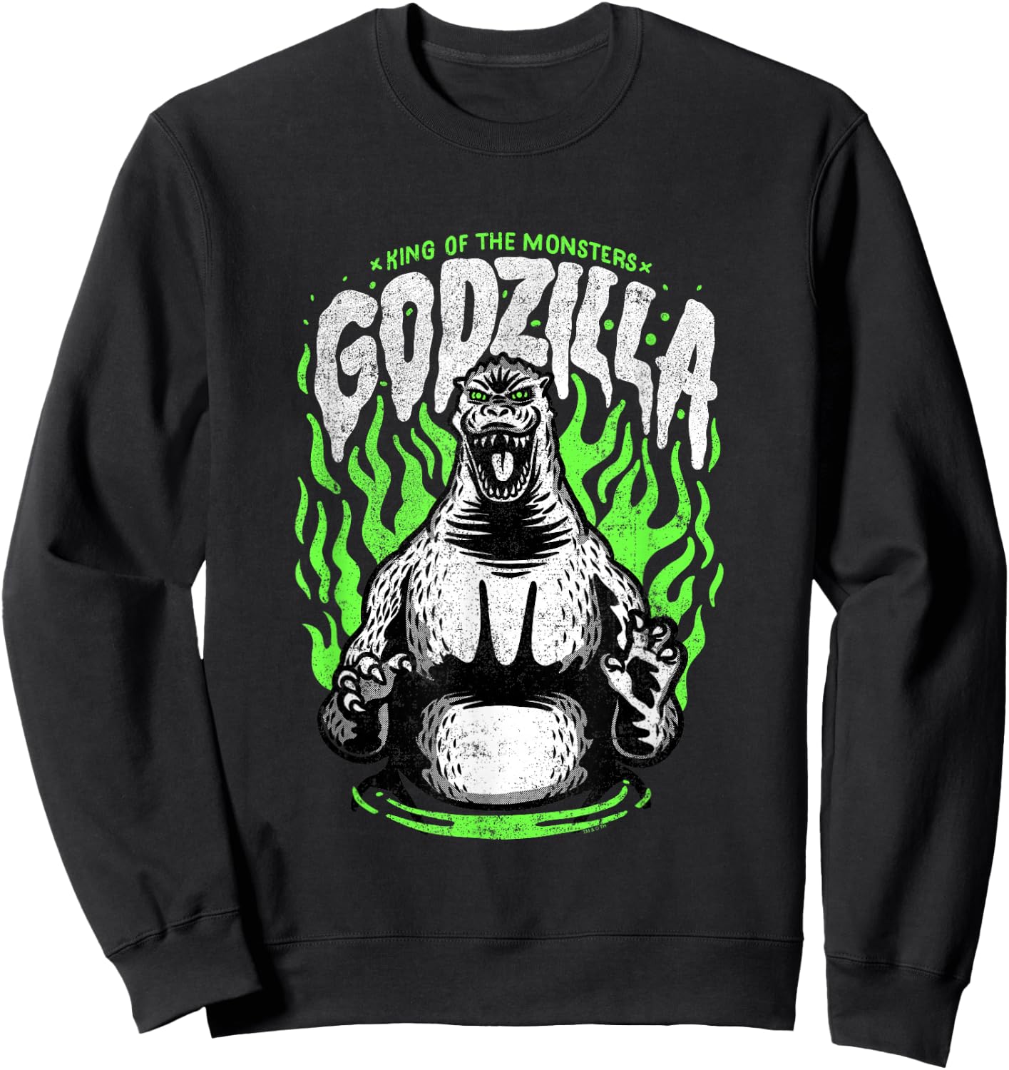 Godzilla Green Flames Edit Sweatshirt - Sweatshirt | Black