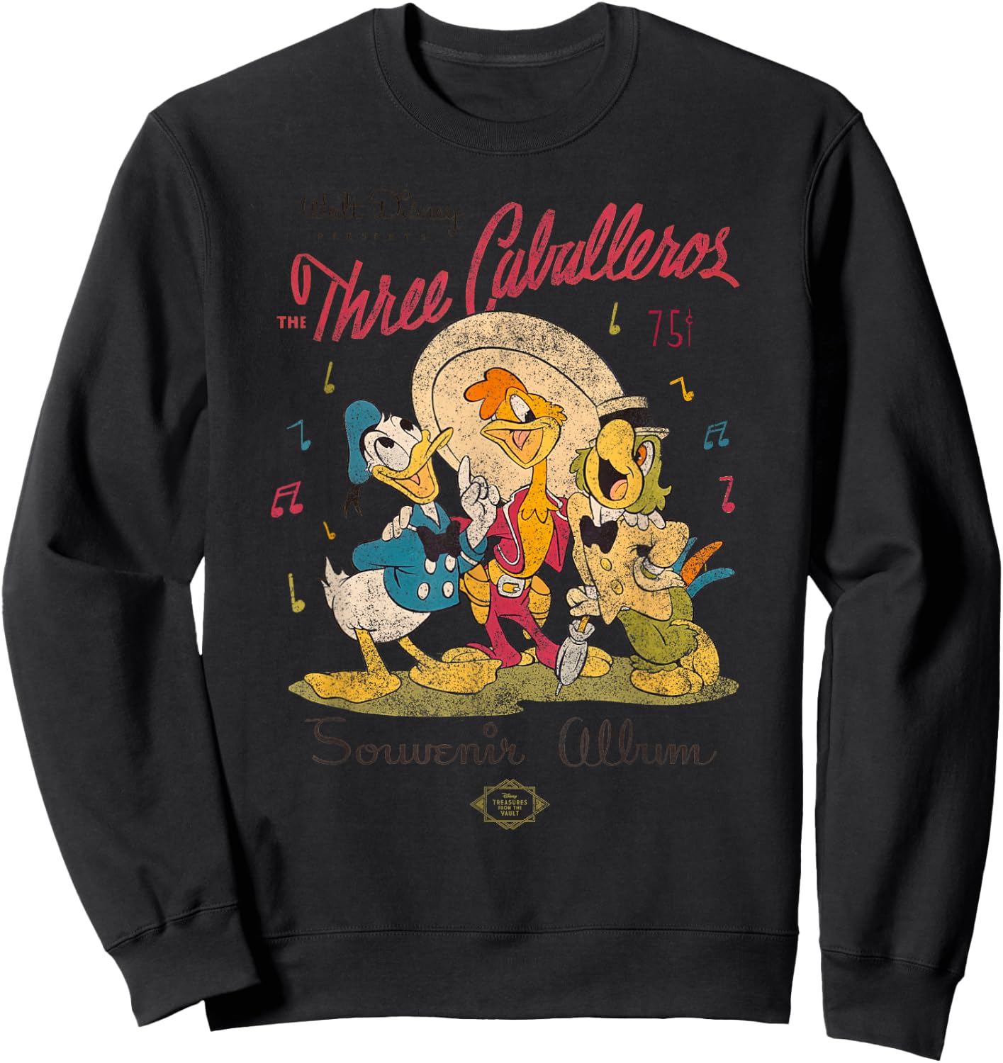 Disney The Three Caballeros Donald Duck Vintage Distressed Small Sweatshirt - Sweatshirt | Black
