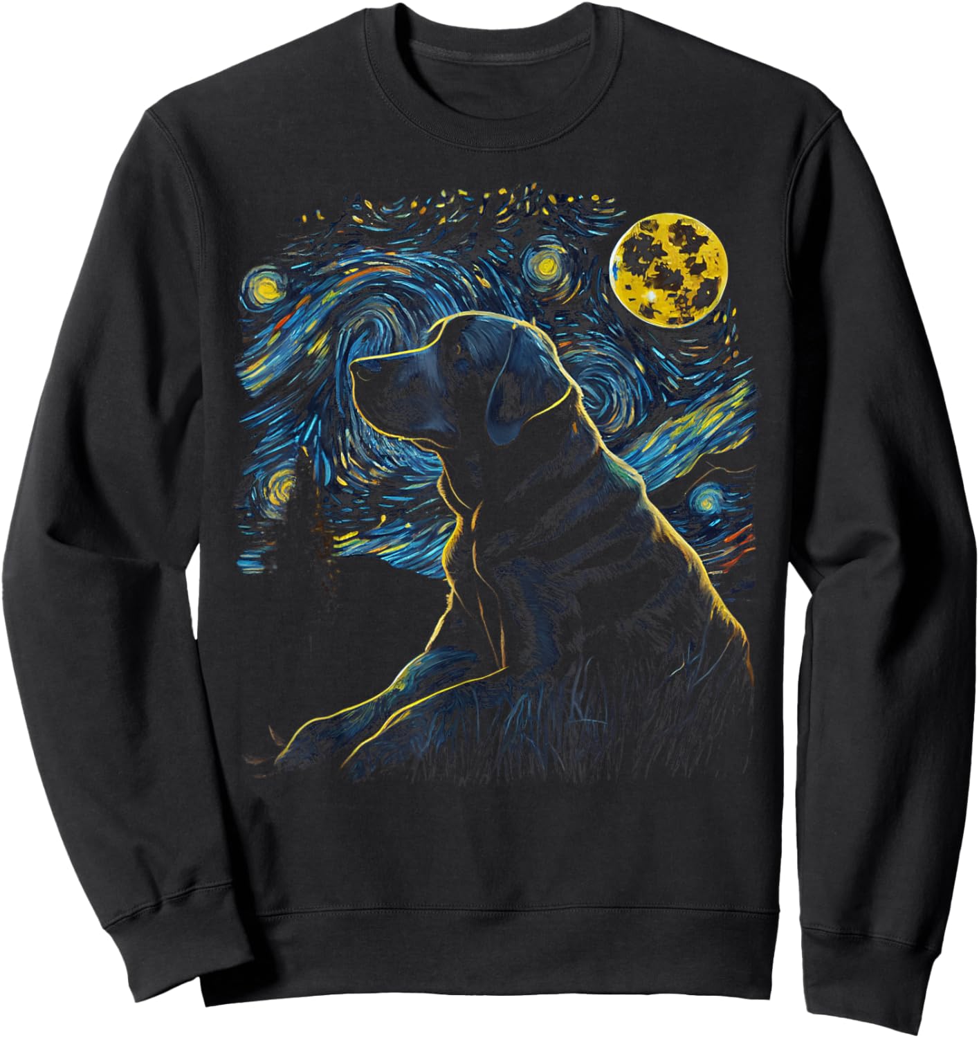 Labrador Retriever Starry Night Dogs Lover Gifts Graphic Sweatshirt - Sweatshirt | Black