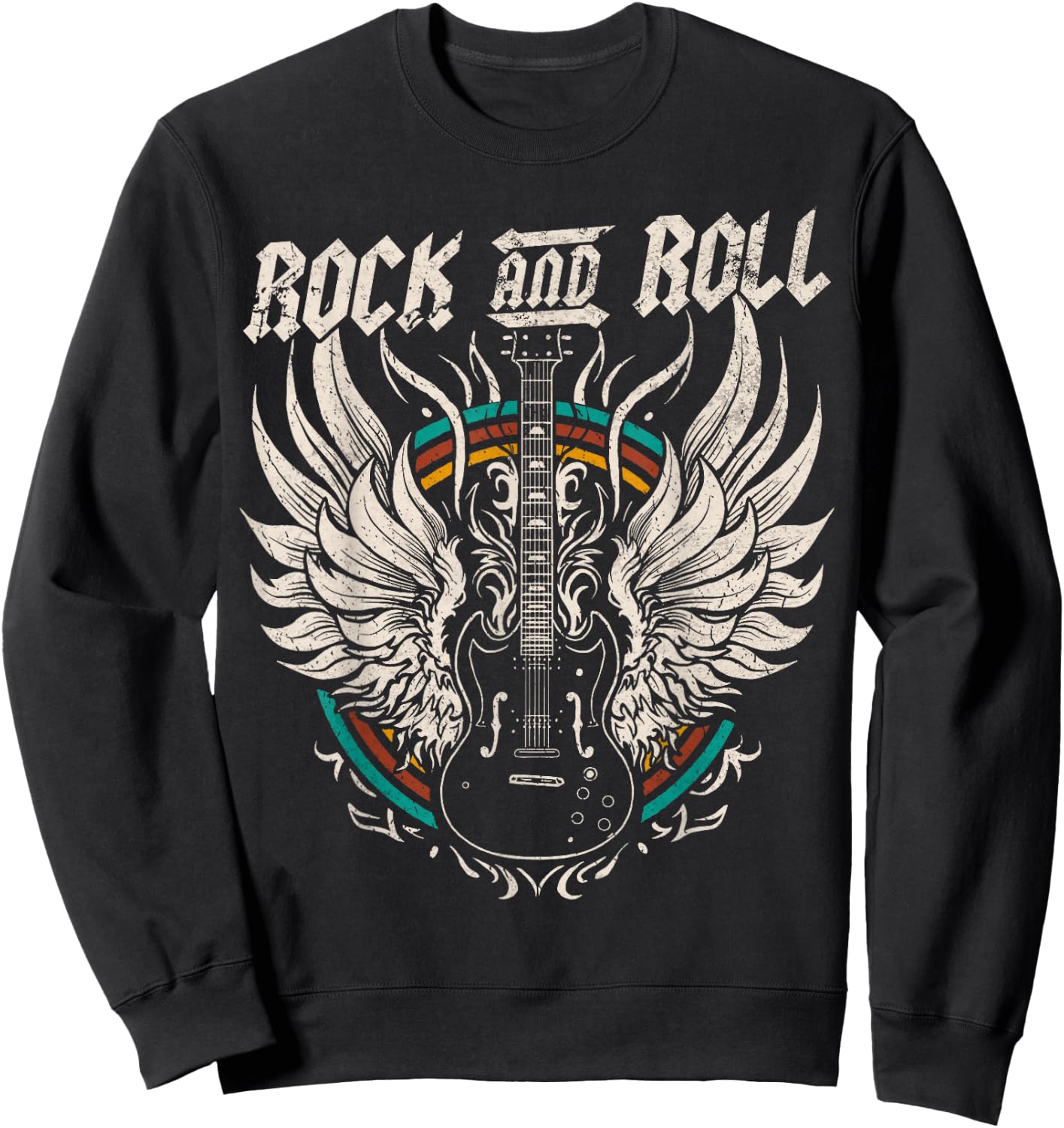 Rock and Roll Guitar Vintage Rock Music Sweatshirt - Sweatshirt | Black