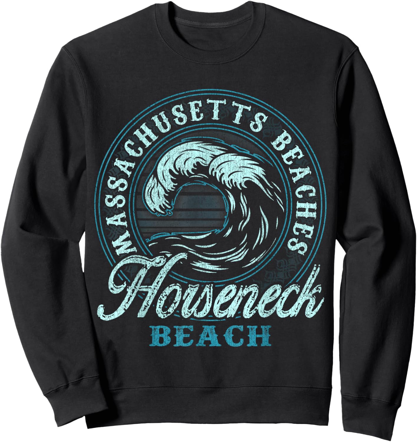 Horseneck Beach Retro Wave Circle Sweatshirt - Sweatshirt | Black