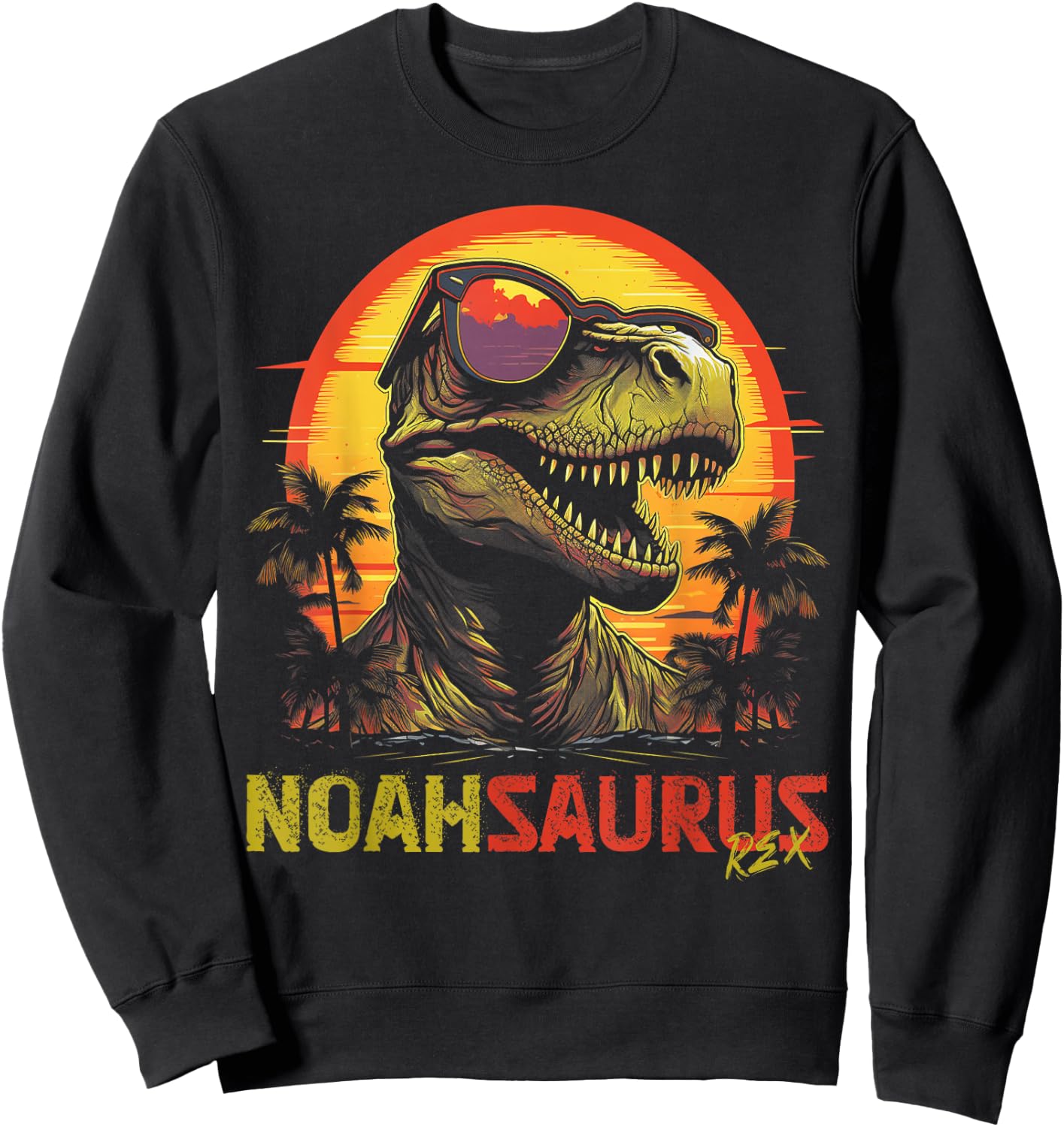 Noah Saurus Funny Personalized Dinosaur T Rex Name Boy Sweatshirt - Sweatshirt | Black