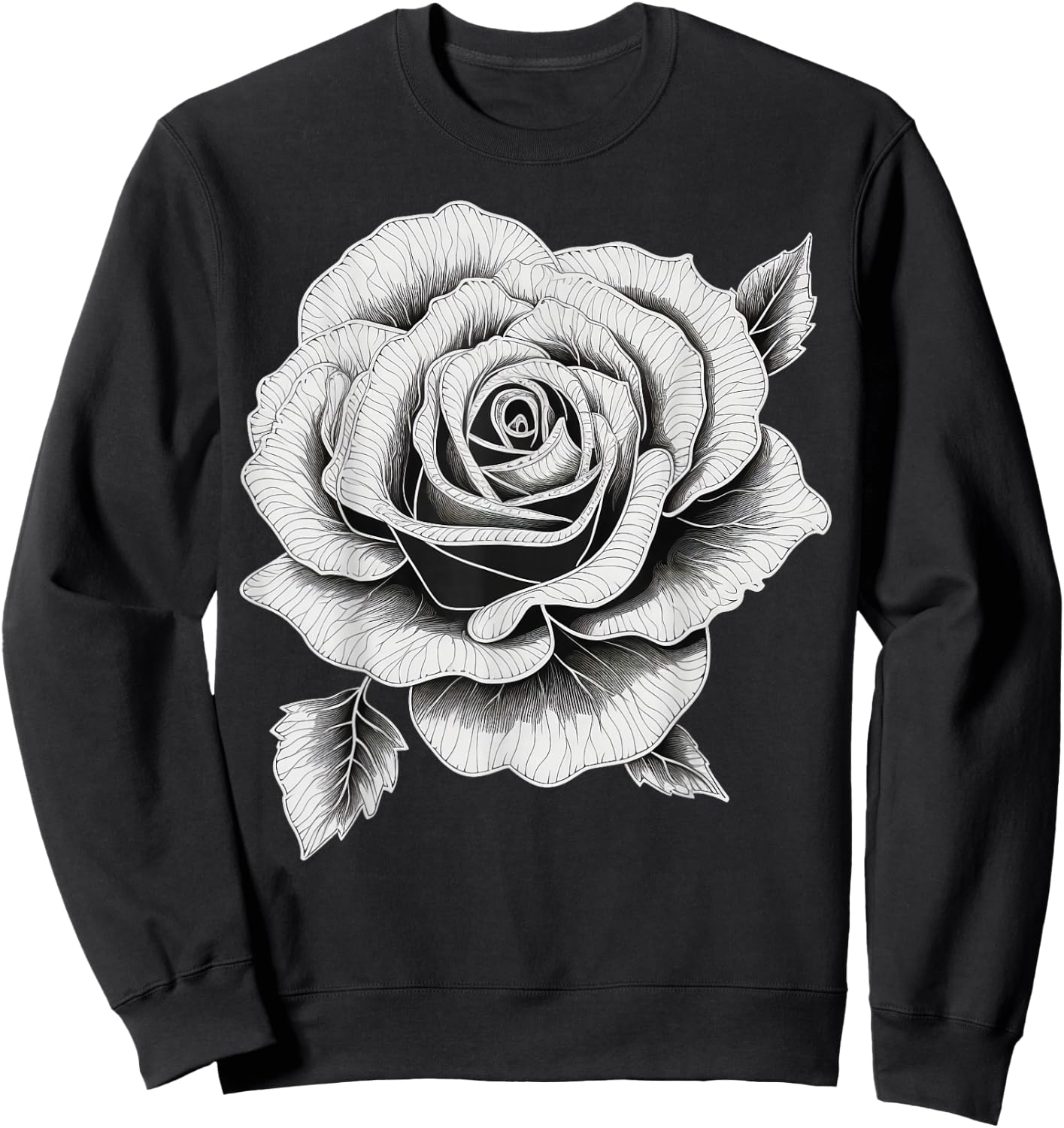 Black and White Rose men and Rose Sweatshirt - Sweatshirt | Black