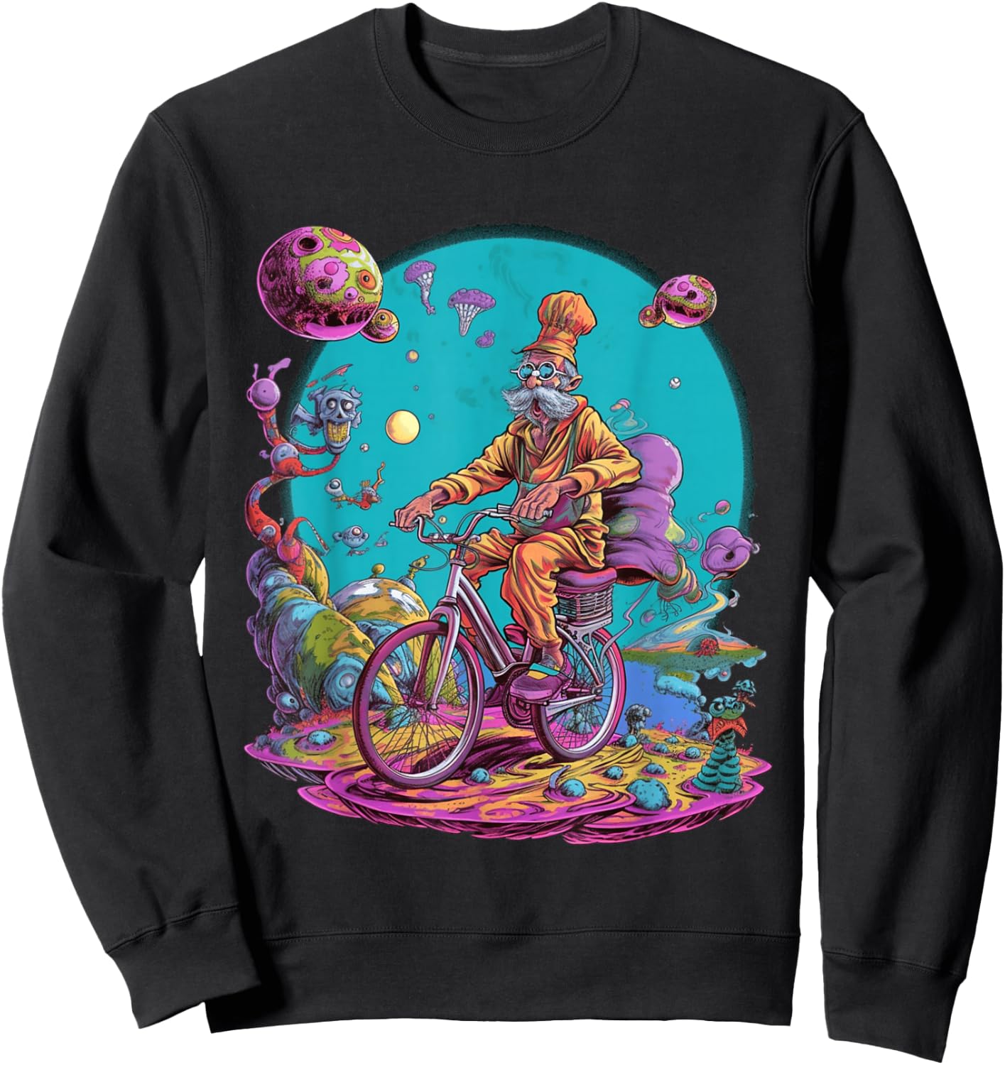 Bicycle Day Hofmann Trip | Psychedelic Comic Style Hippie Sweatshirt - Sweatshirt | Black