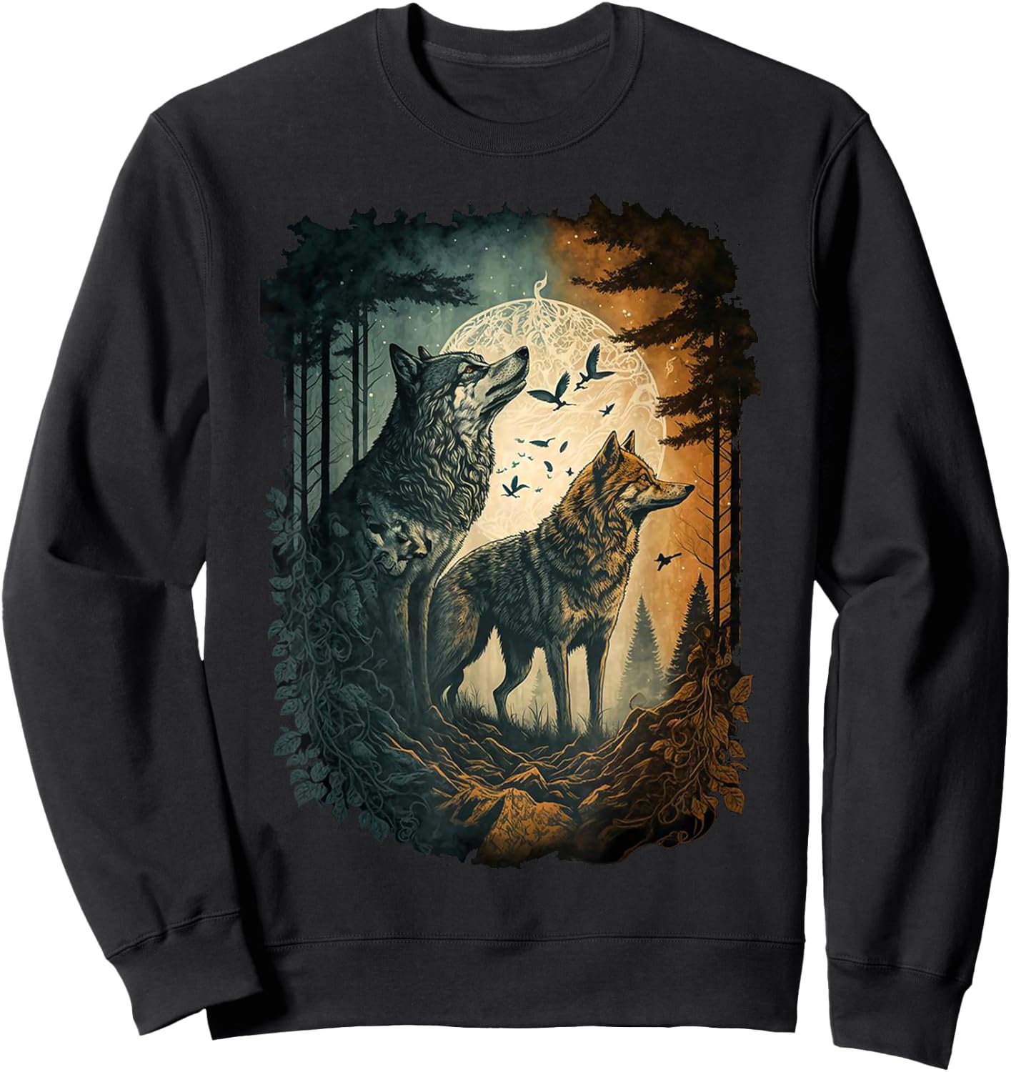 Wolf Moon & Women Sweatshirt - Sweatshirt | Black