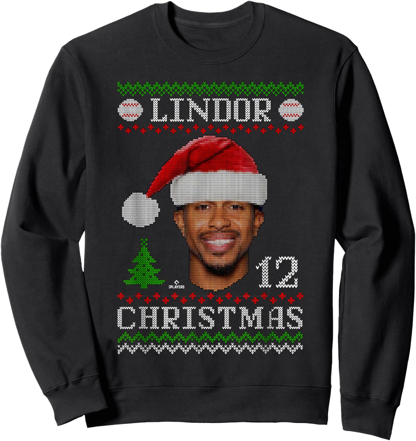 Francisco Lindor New York Baseball Christmas Sweater MLBPA Sweatshirt - Sweatshirt | Black