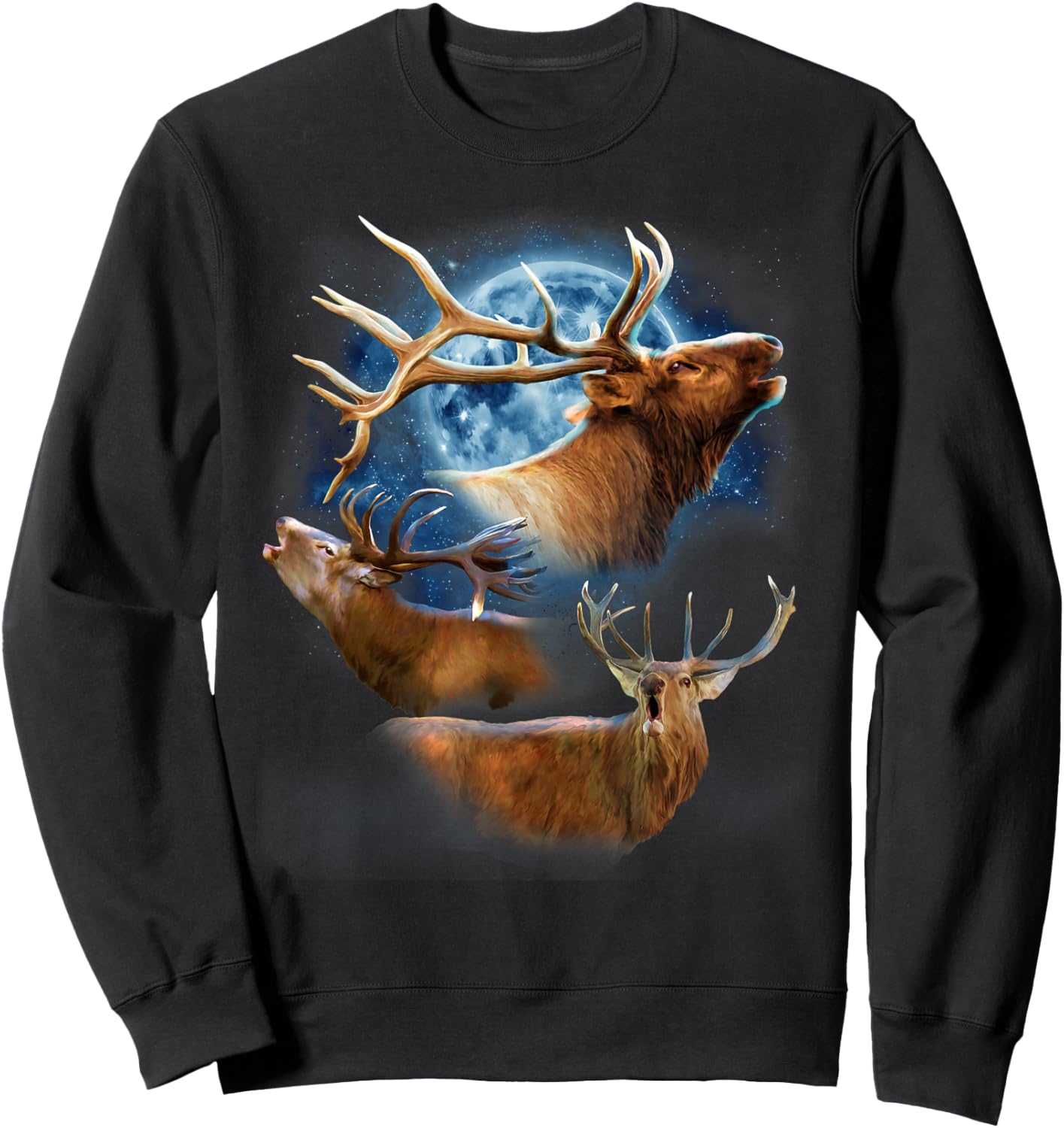 Funny Elk Hunting - Elk Howling at the Moon Sweatshirt - Sweatshirt | Black