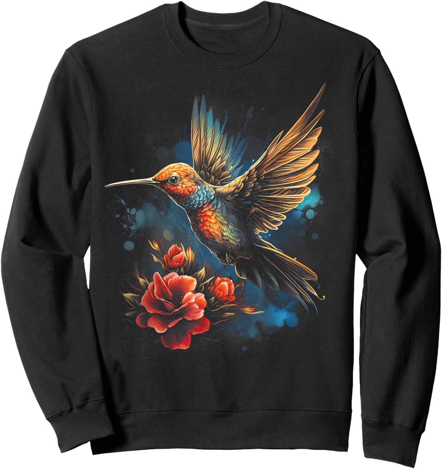 Hummingbird Flower Bird lover Animal Sweatshirt - Sweatshirt | Black
