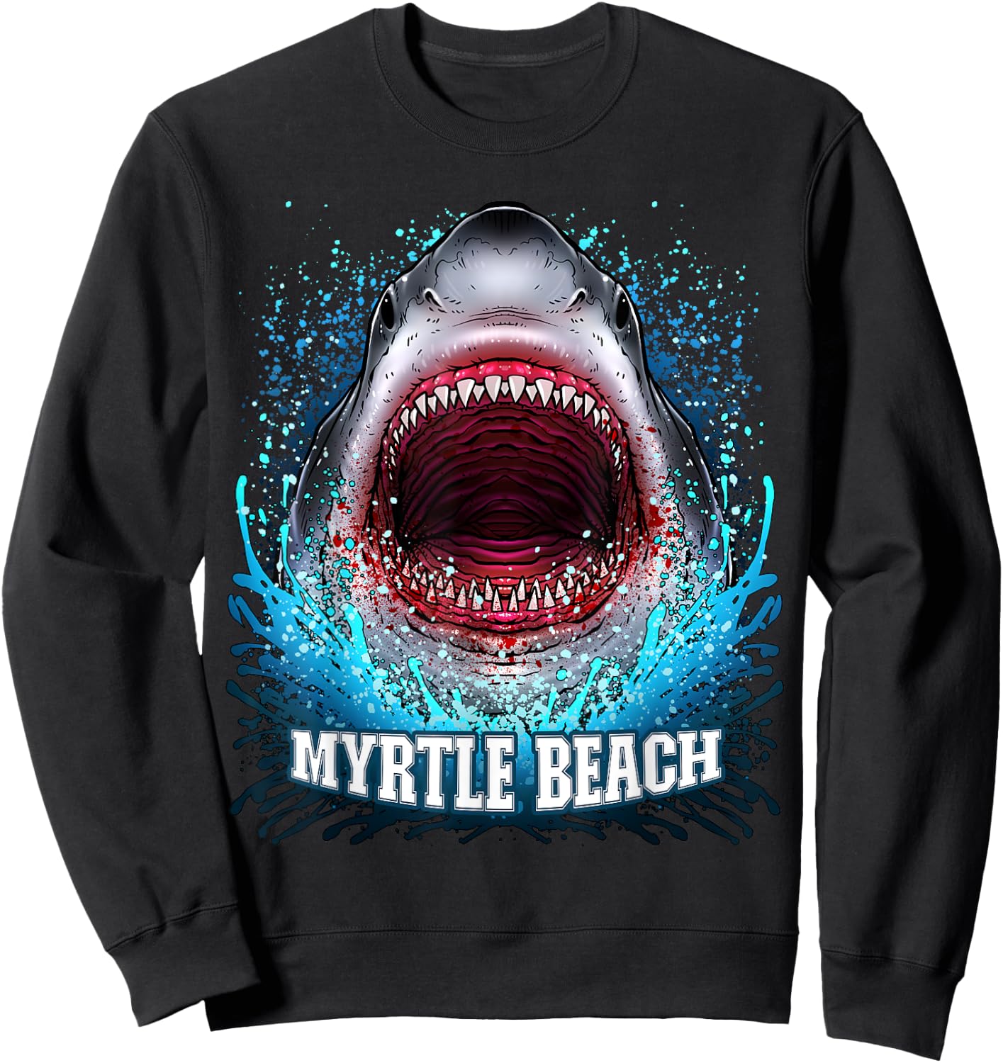 Myrtle Beach Great White Shark South Carolina Trip Vacation Women Kids Sweatshirt - Sweatshirt | Black