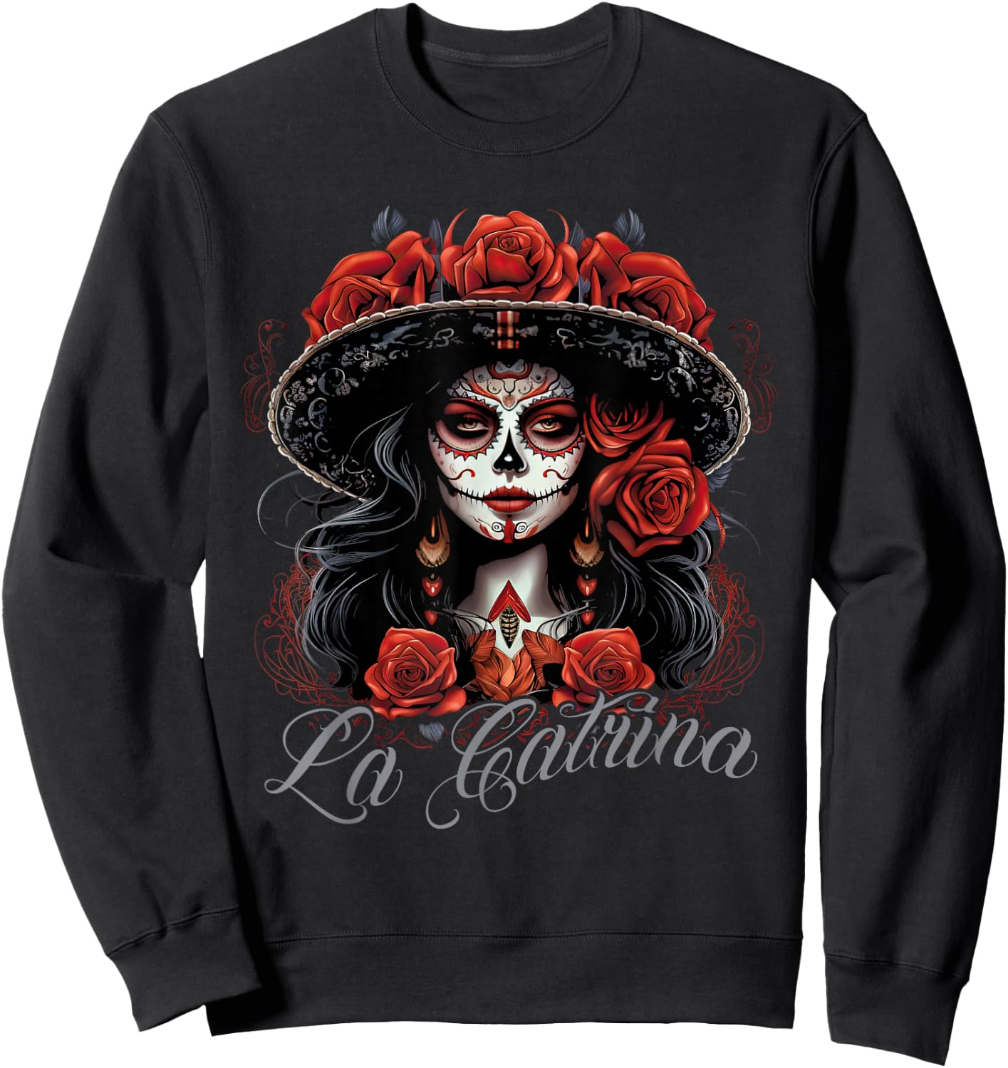 La Catrina Costume Unique Day of the Dead Dress - Women's Black X-Small Classic Fit Dress - Short Sleeve - Solid - - Pull On - 1 Count - Machine Wash Sweatshirt - Sweatshirt | Black