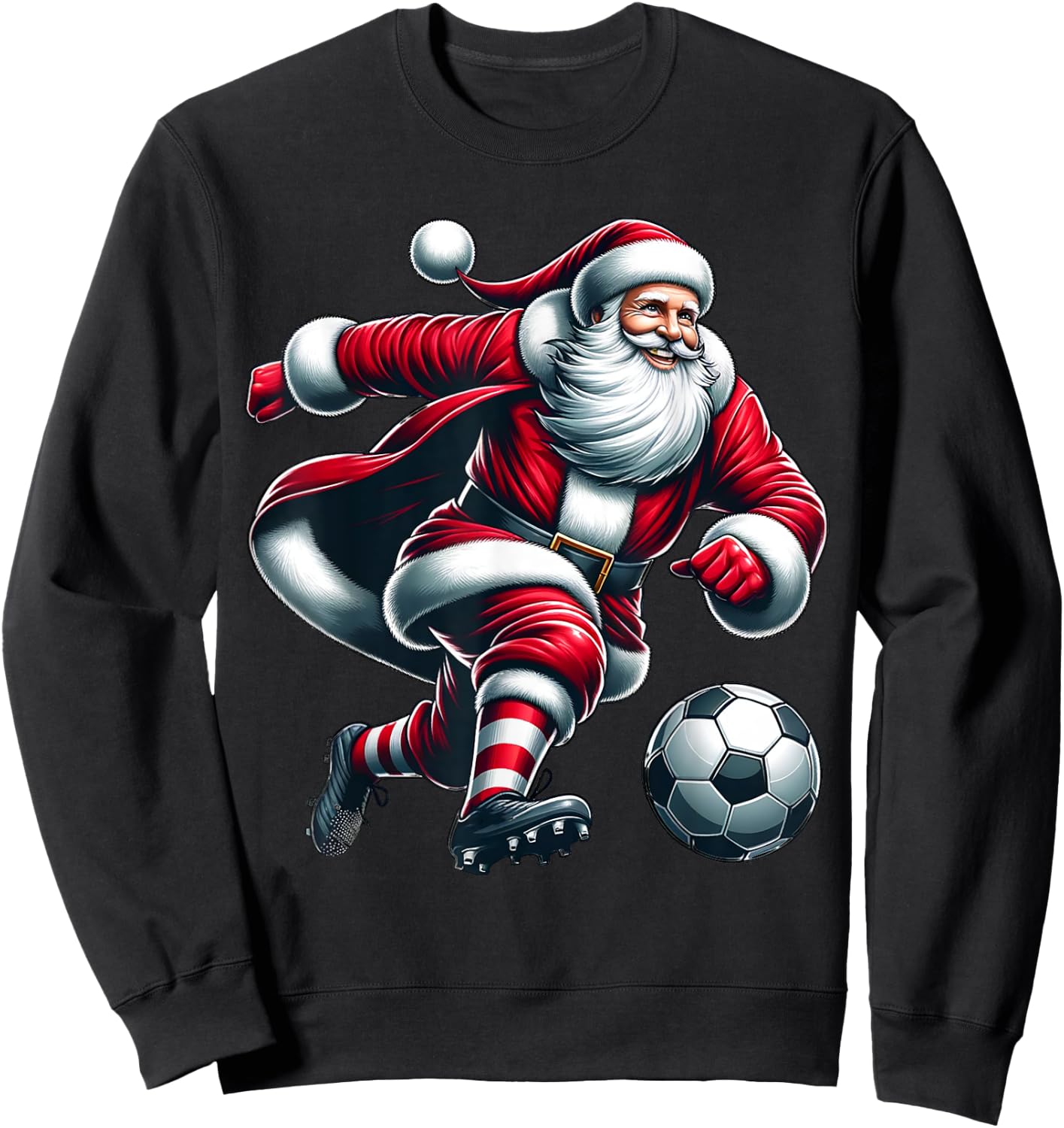 Santa Plays Soccer Sports Christmas Women Men Kids Sweatshirt - Sweatshirt | Black
