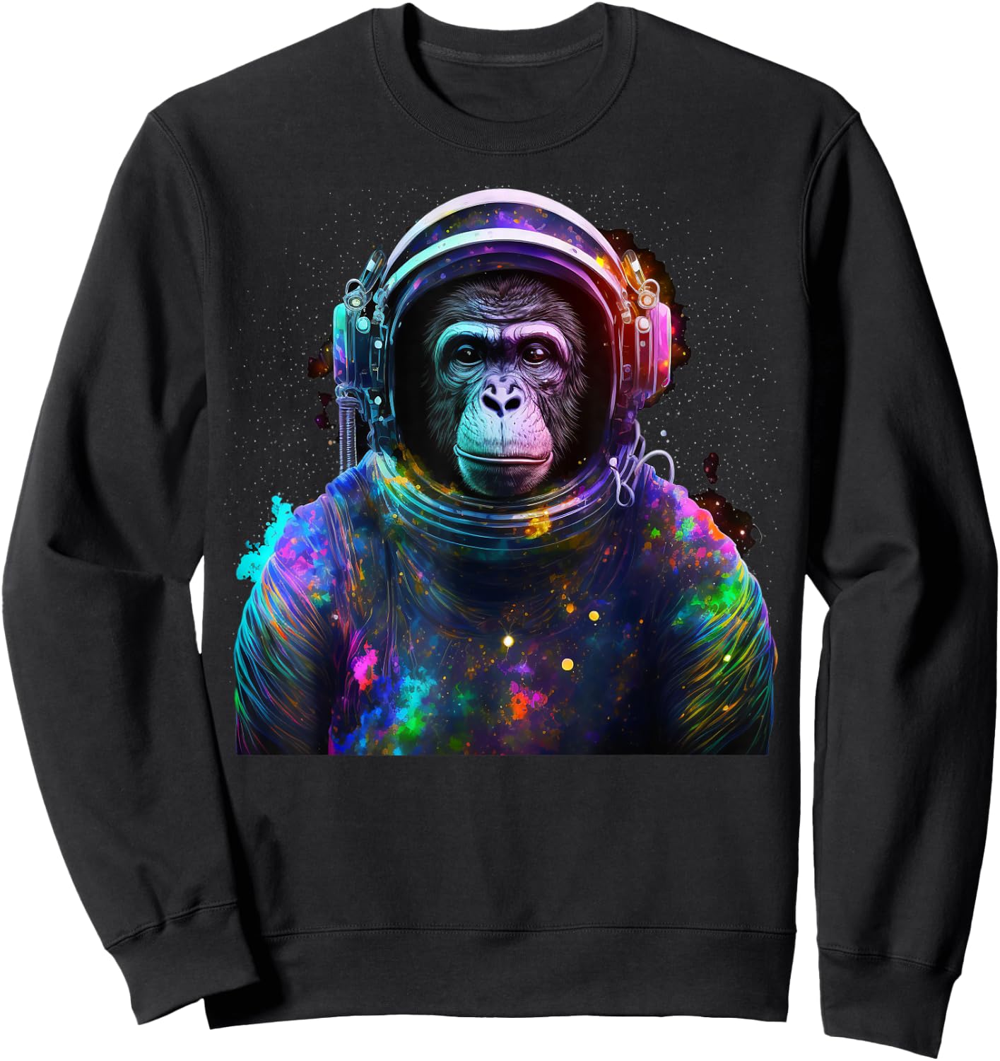 Monkey Astronaut With Space Suit Helmet and Headphones Sweatshirt - Sweatshirt | Black