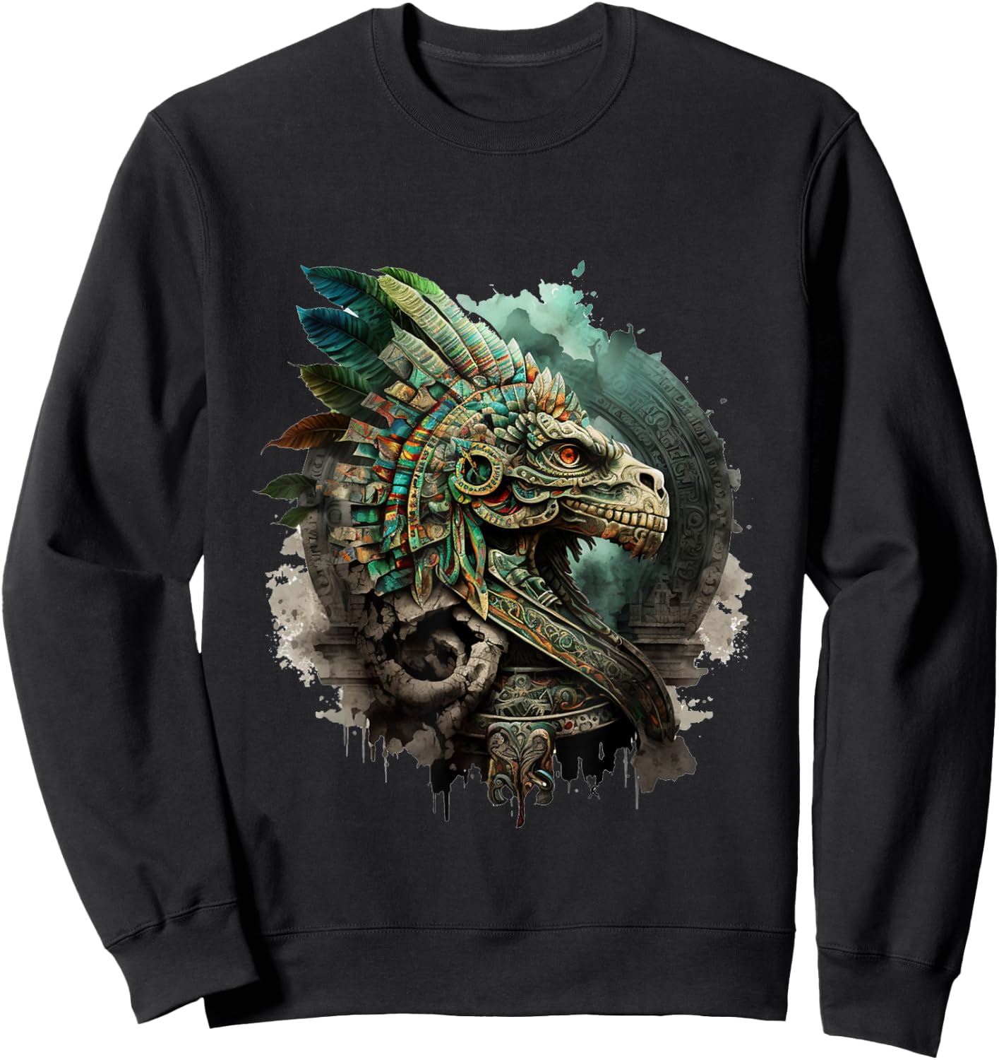 Mexican Mytholog Quetzalcoatl Aztec God Ouroboros Aztec Sweatshirt - Sweatshirt | Black