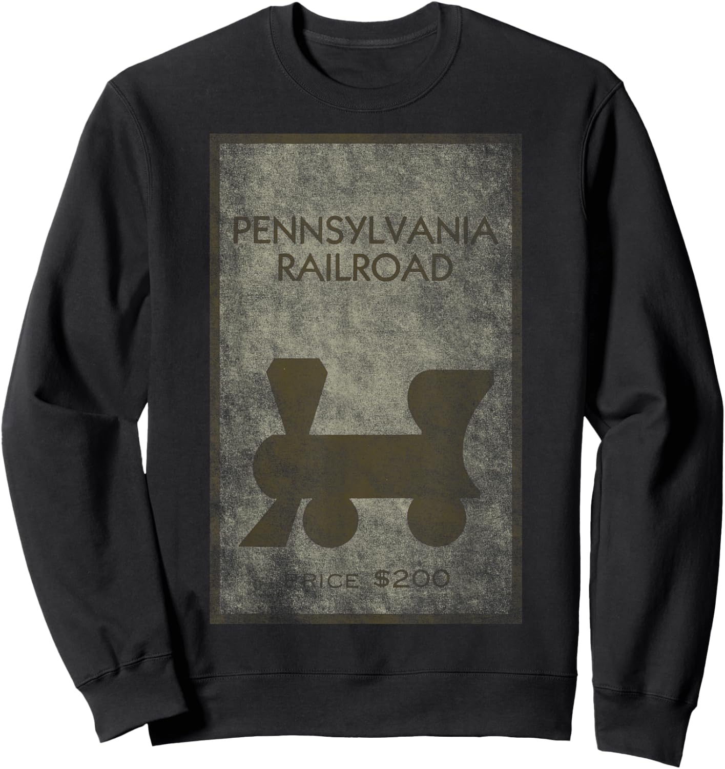 Monopoly Pennsylvania Railroad Property Distressed Poster Sweatshirt - Sweatshirt | Black