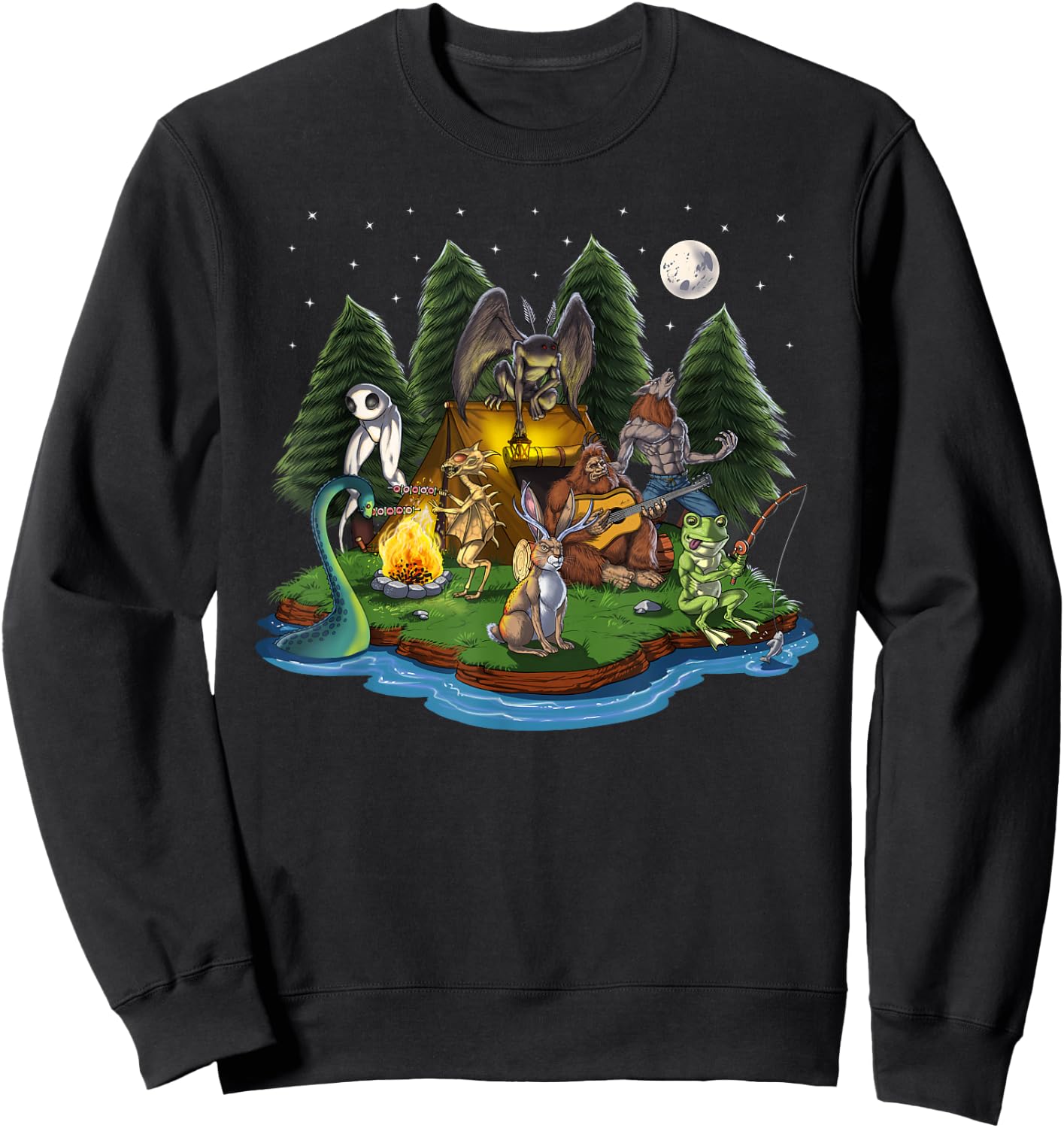 Cryptozoology Cryptid Creatures Bigfoot Jackalope Werewolf Sweatshirt - Sweatshirt | Black