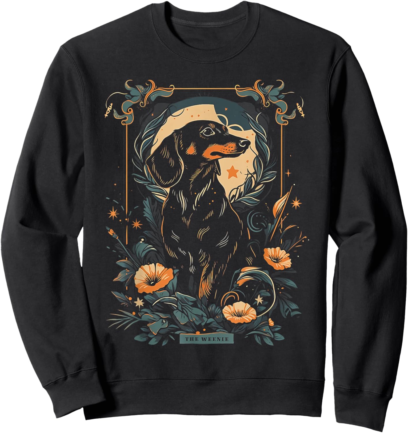 The Weenie Tarot Card | Dachshund Mom Dad Weiner Dog Sweatshirt - Sweatshirt | Black