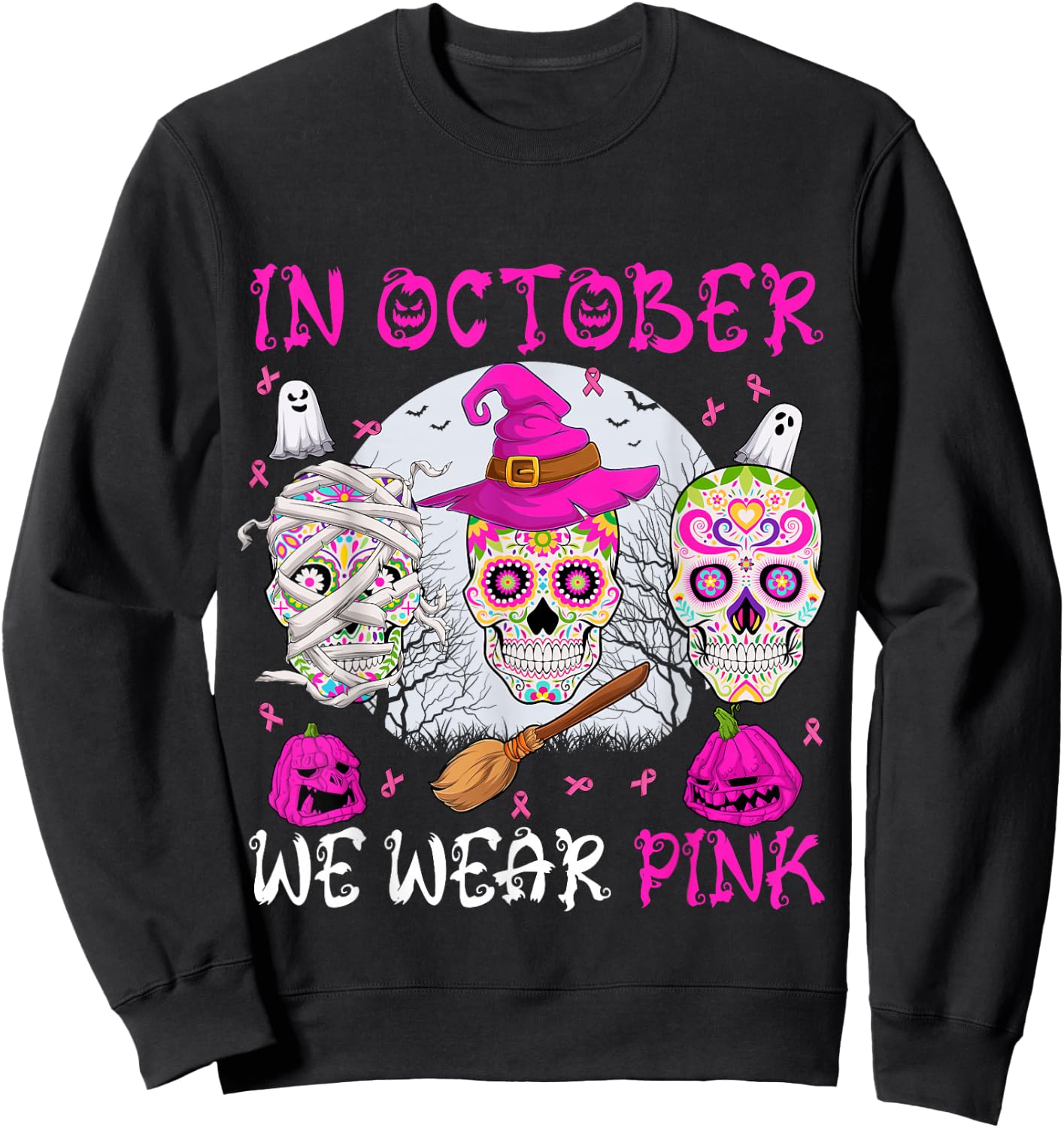 In October We Wear Pink Sweatshirt - Sweatshirt | Black